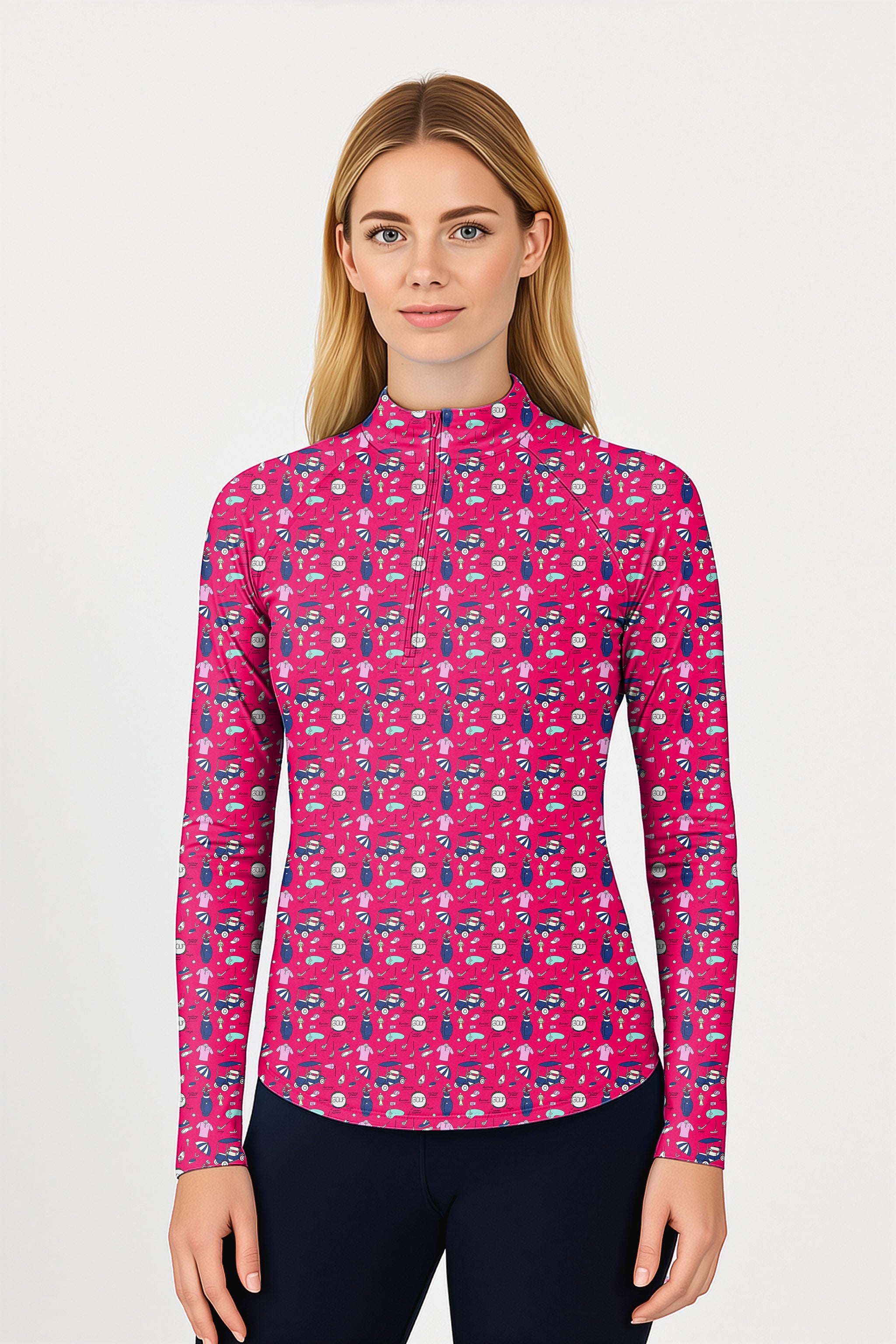 Cart Cruising  Women's Golf Active 3/4 Zip Top
