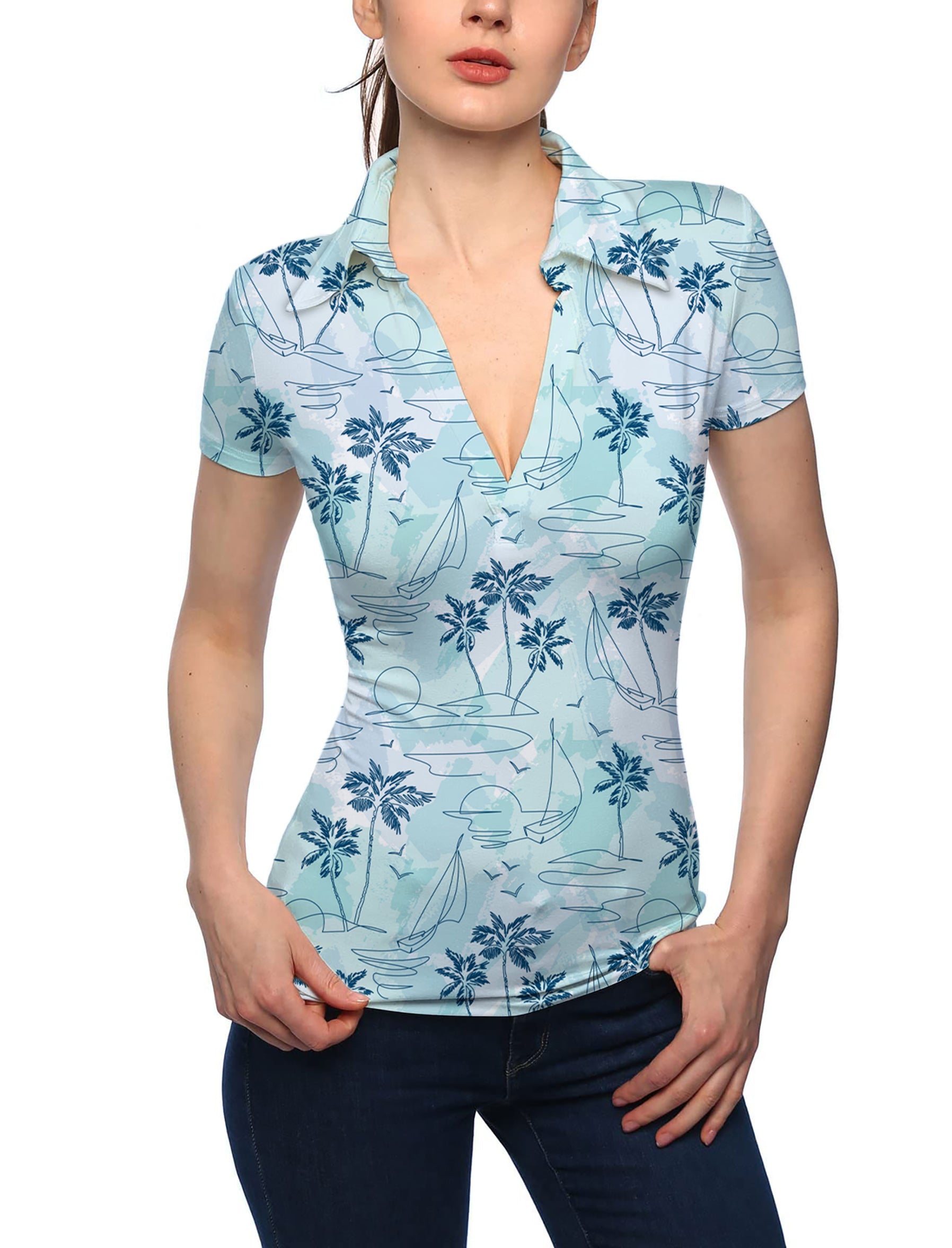 Women's Sail Away V Neck Golf Polo