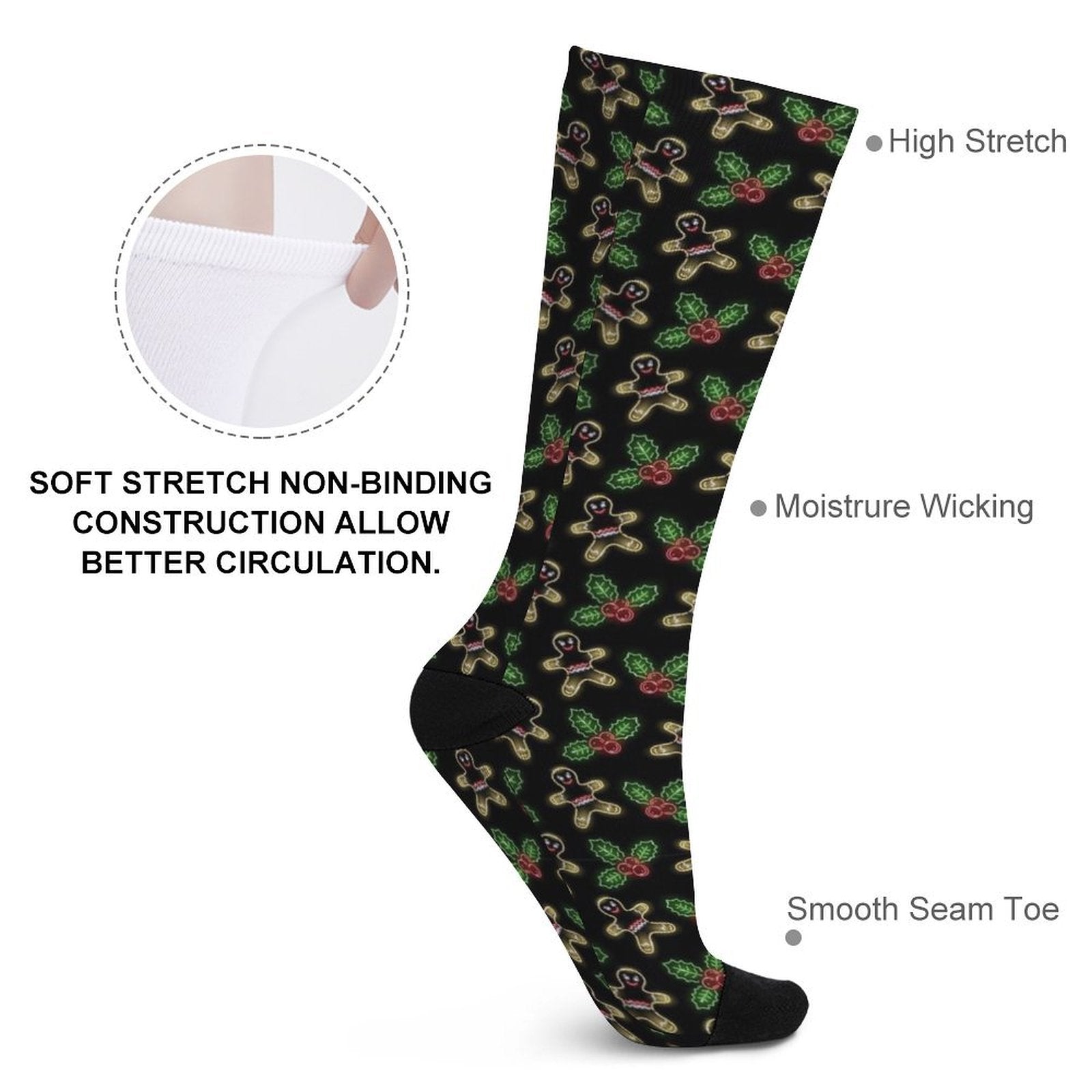 Neon Gingerbread Man Prined socks Gifts for Men Women