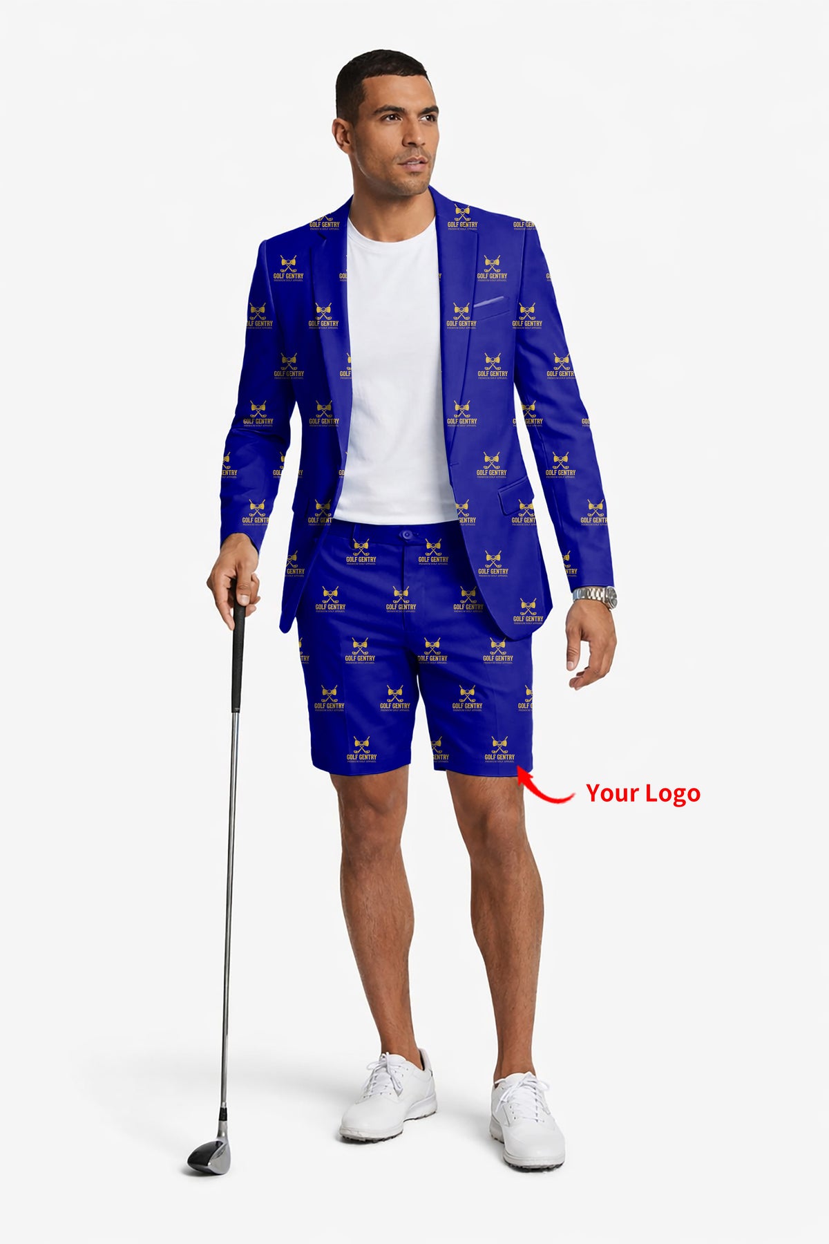 Custom Company Sport Team Logo Face Men's Party Costumes-Theme Party 2pcs Suit set-Blazer Shorts