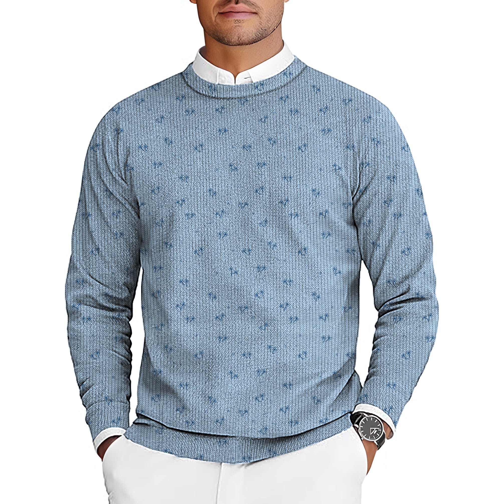 Tropical Palms Men's Golf Crewneck Pullover Sweaters Ugly Sweater