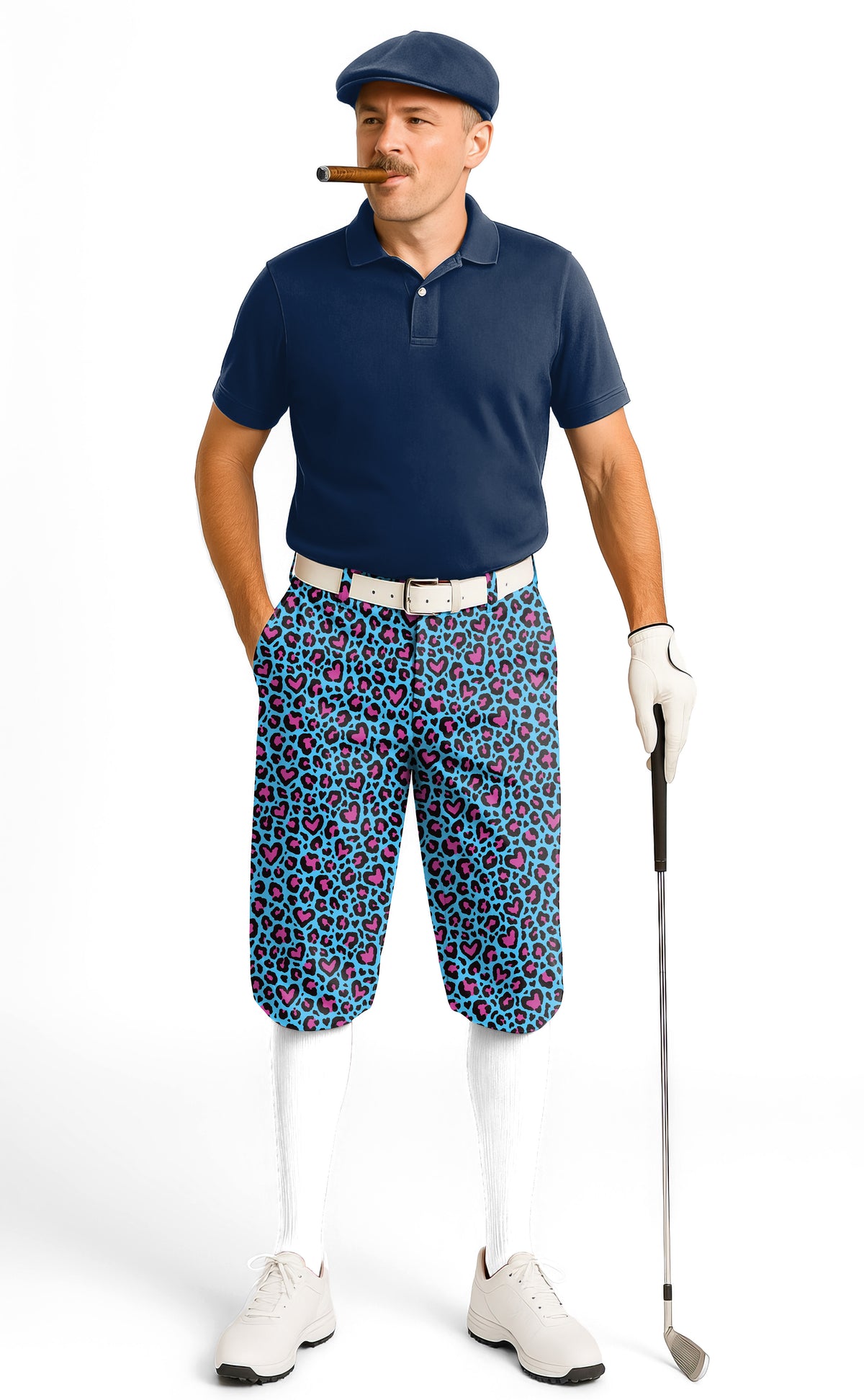 Pink leopard print Men's Golf Knickers Pants