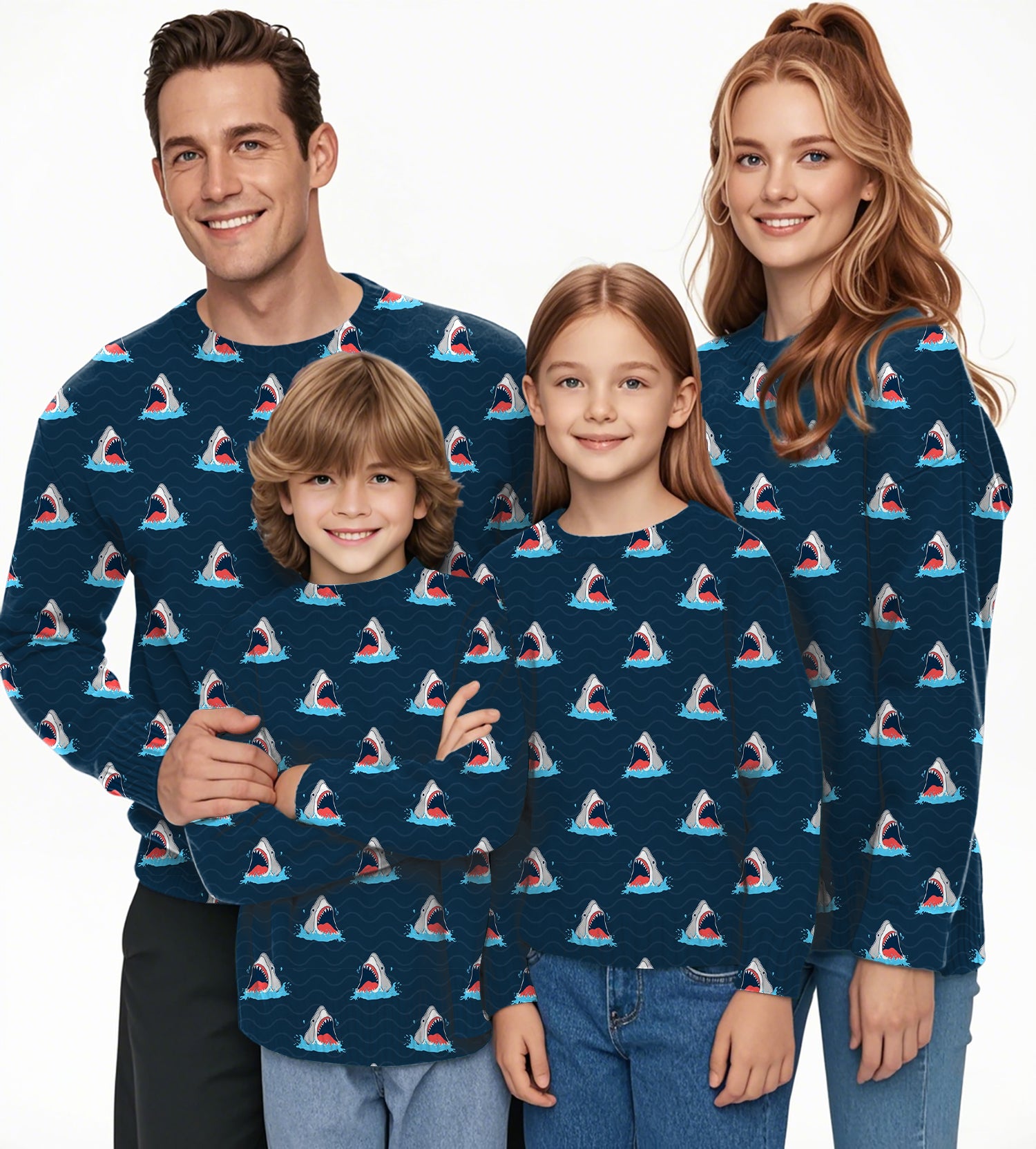 Shark Bait Crewneck Pullover Ugly Sweater Men Women boy girl family