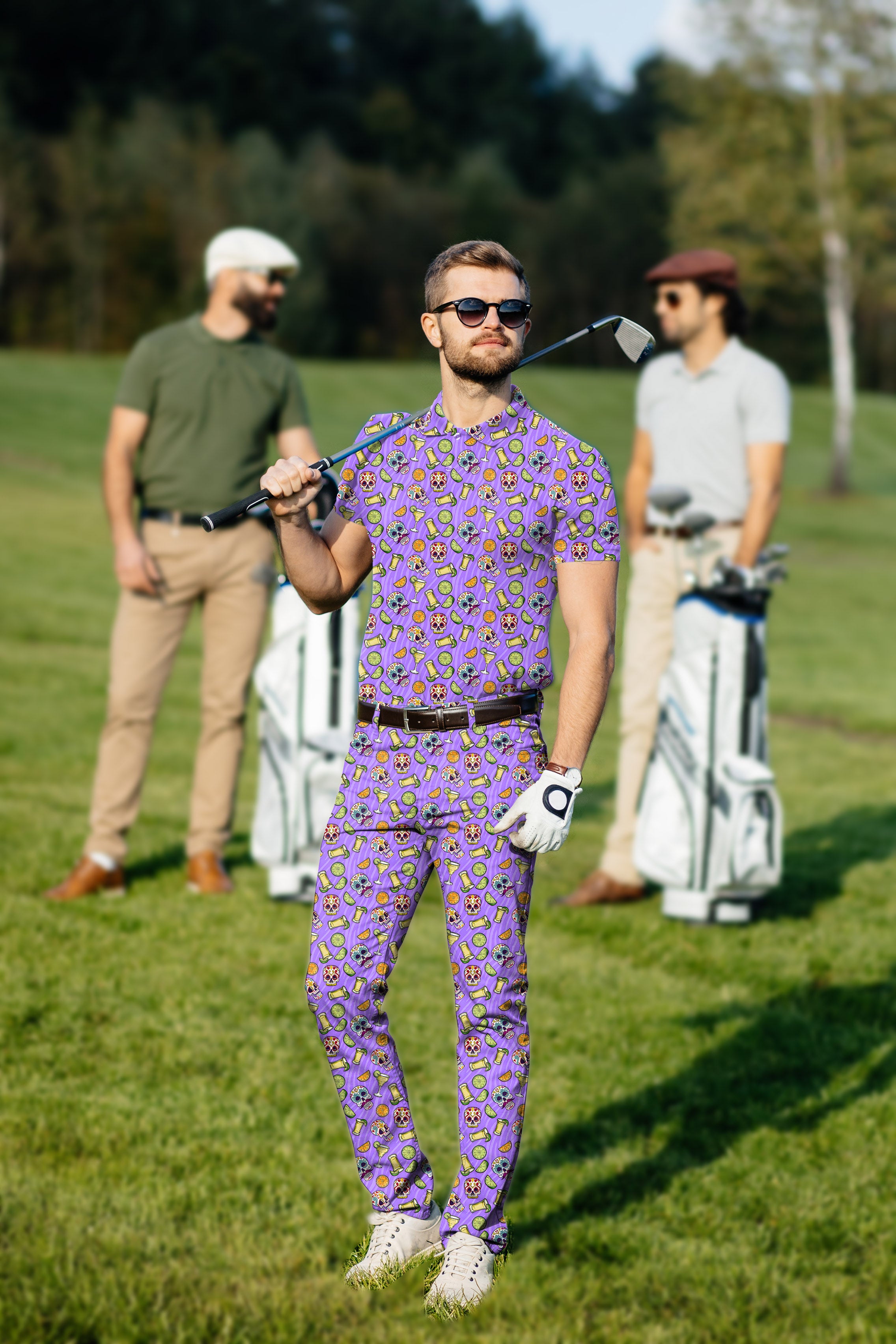 Men's Golf Set Polo+Pants Summer Tequila skull