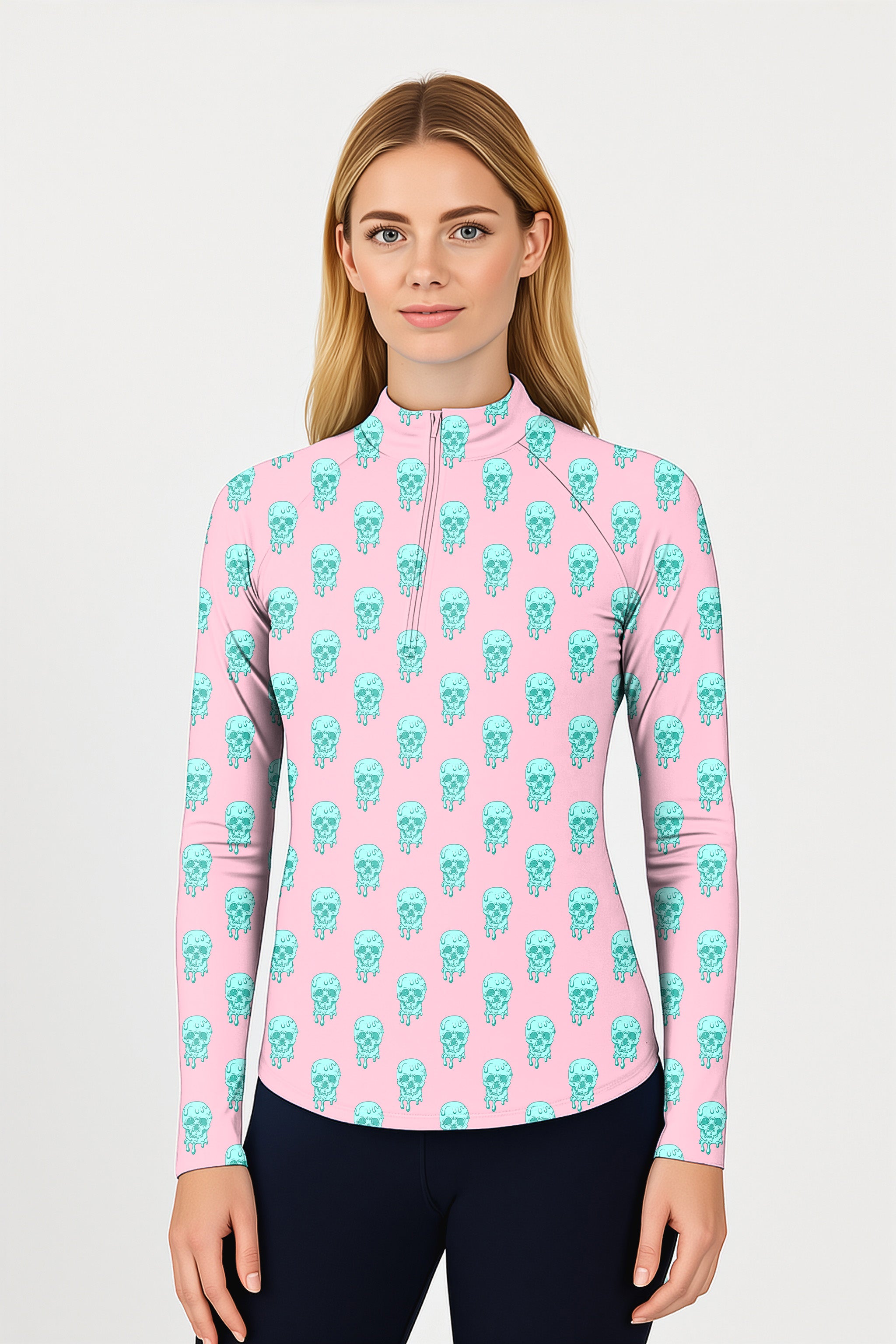 Dripping Skull  Women's Golf Active 3/4 Zip Top