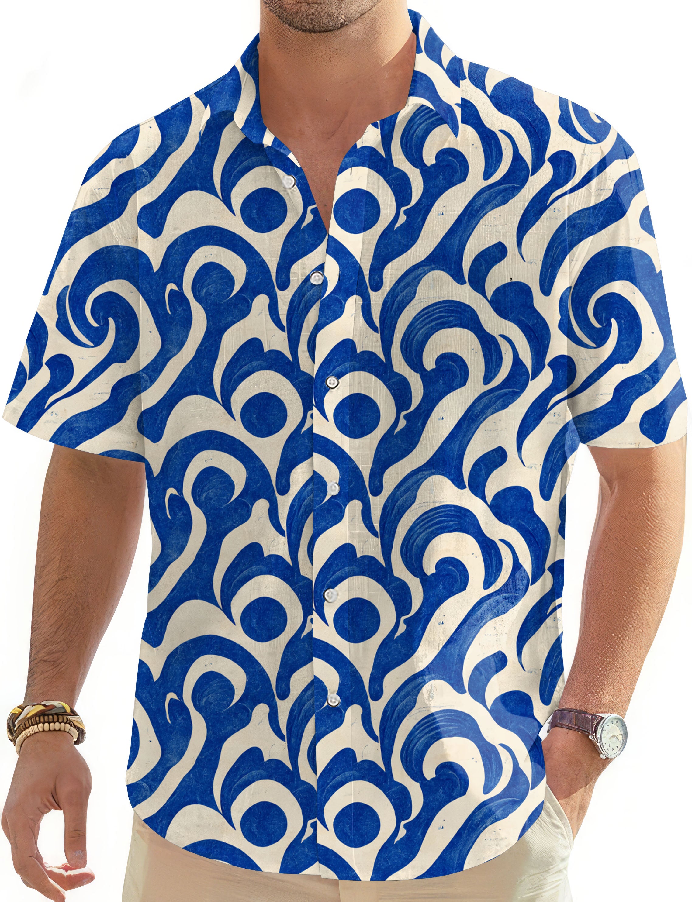 Blue Harmony-Men's Golf Hawaiian Shirts Button Down Shirt