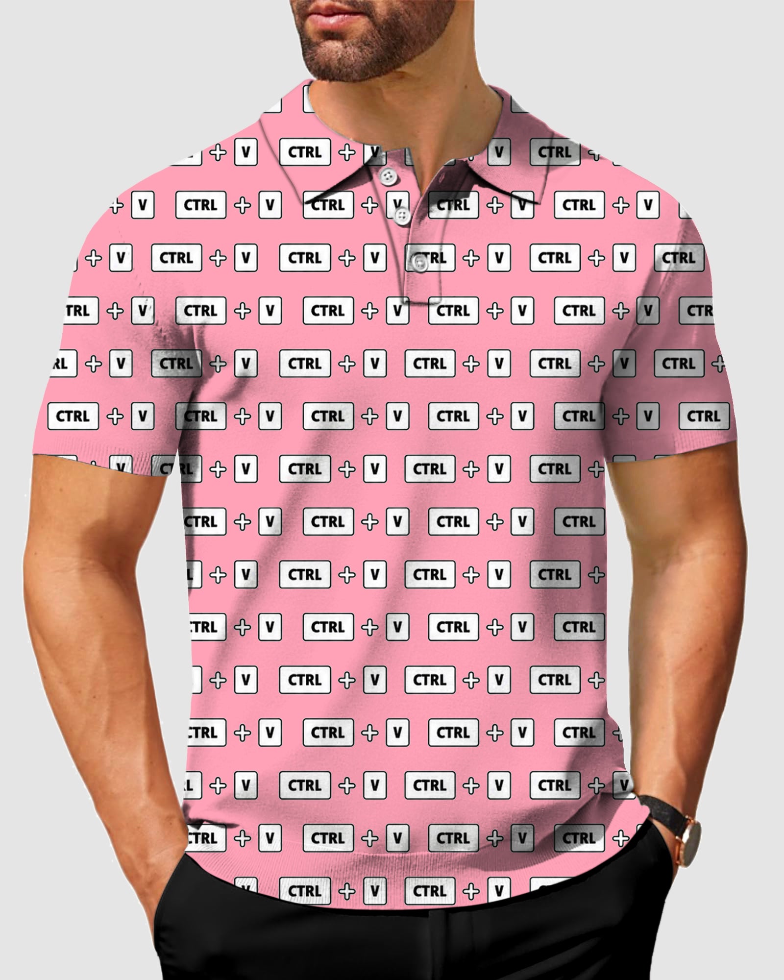 Men's CtrlV Pink Designer style Sam’s Weird Studio Polo Sam’s Weird Studio