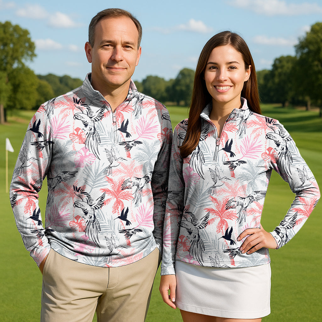 Birdie Bliss Couple Golf Active 3/4 Zipper Top Long Sleeves
