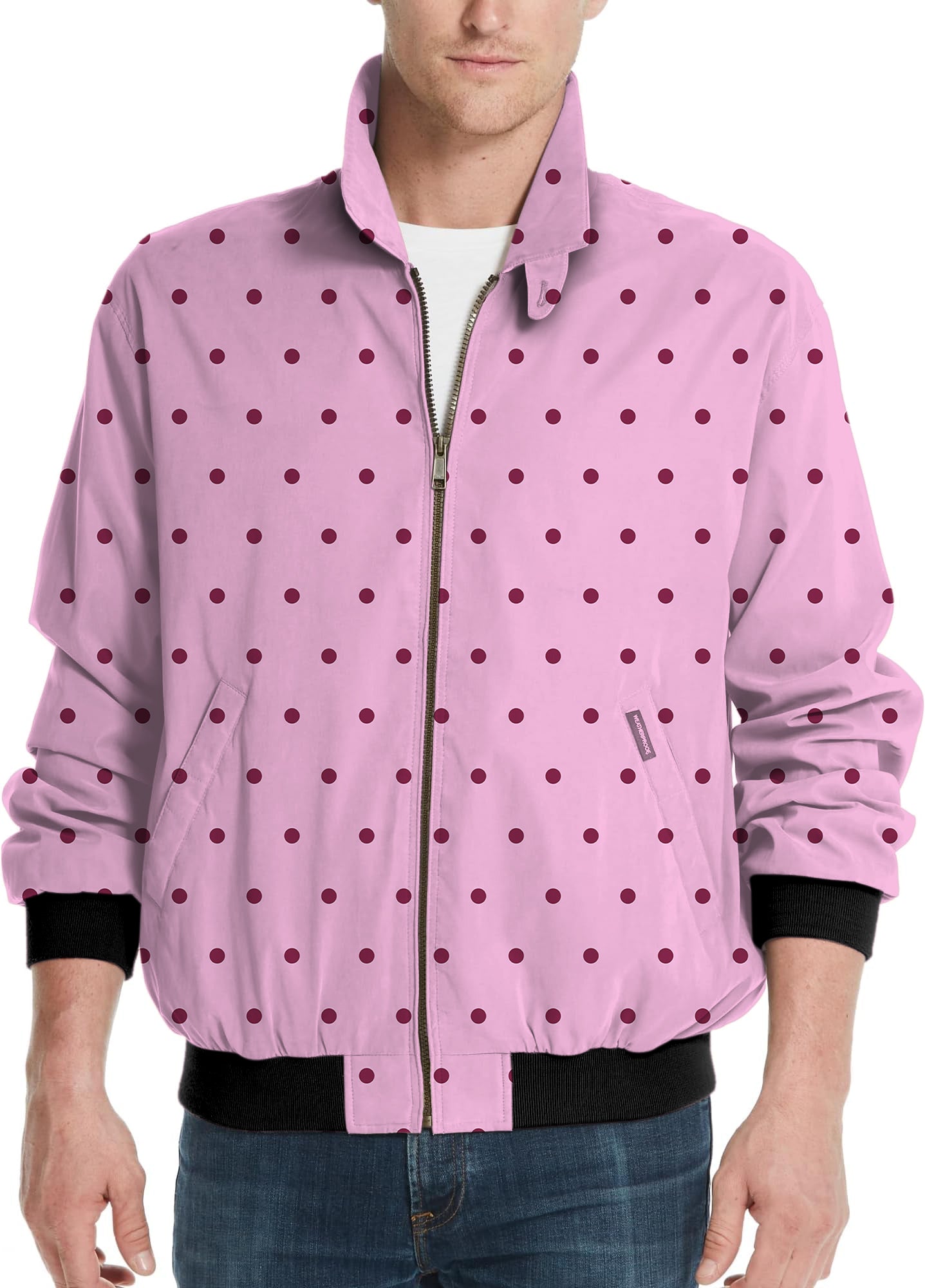 Pink Polka Dots Men's Golf Windbreaker Light Jacket