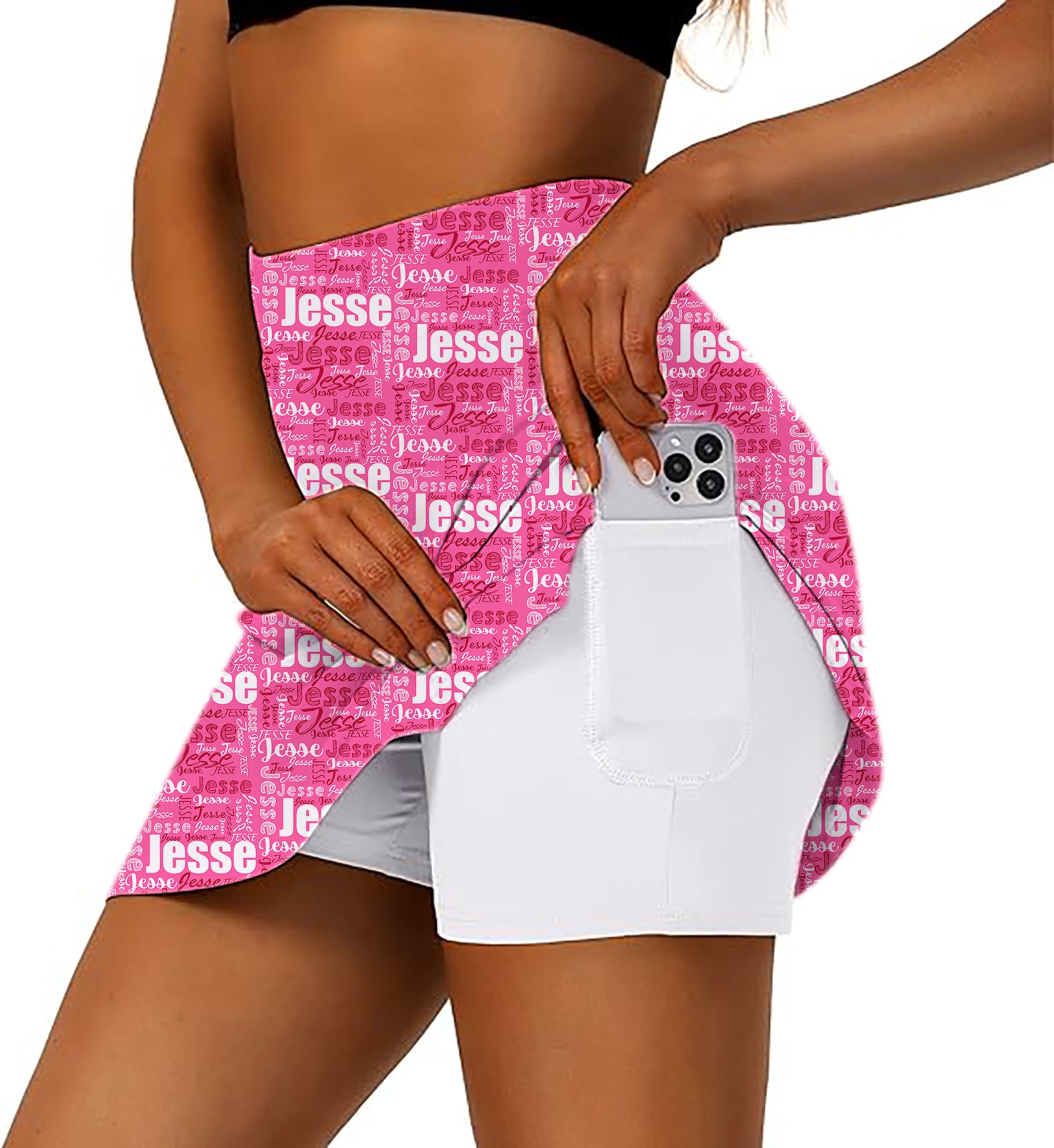 Custom name fuchsia Women's Athletic Golf Skorts Flared Skirts