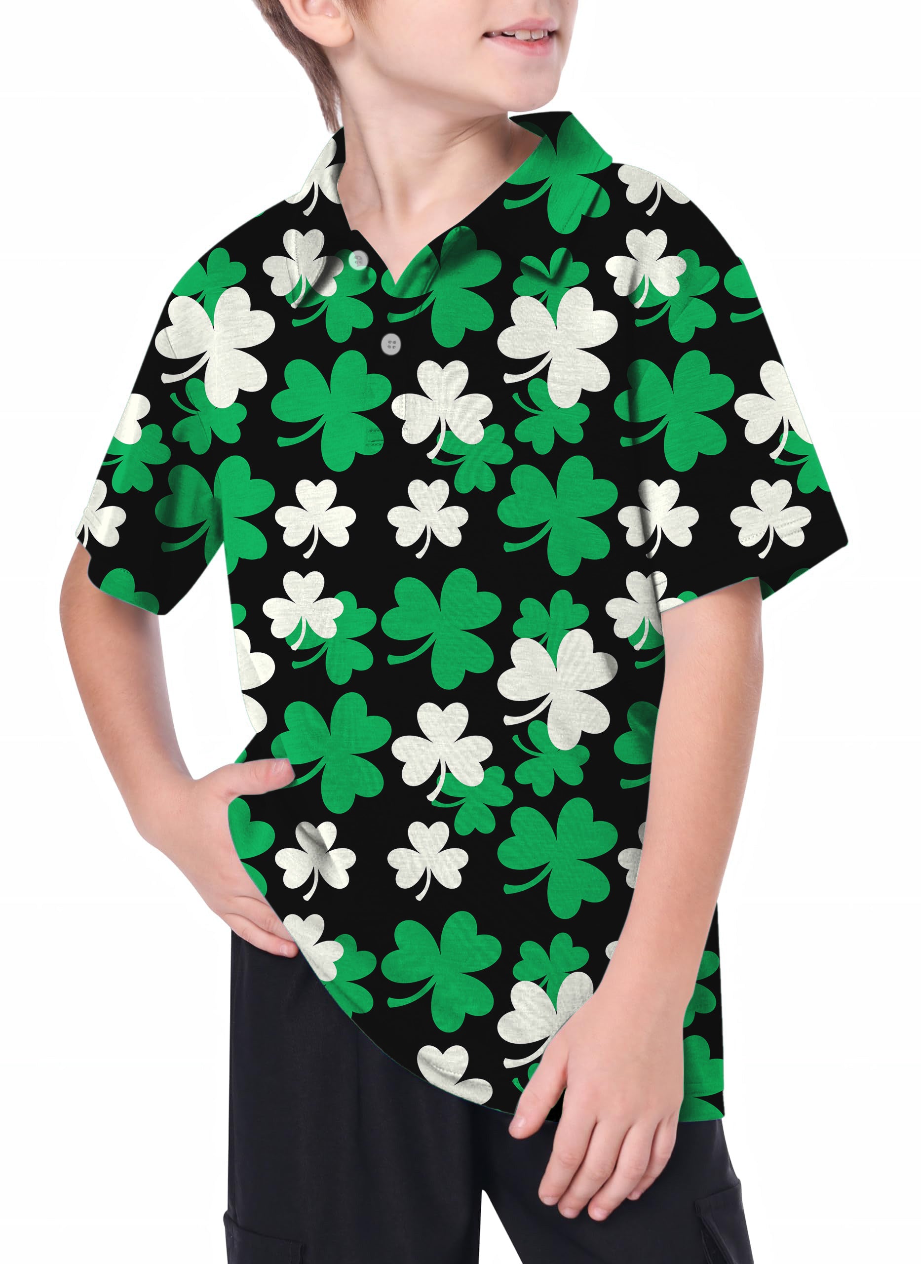 Youth Leaf clover St. Patrick's Day Golf Polo