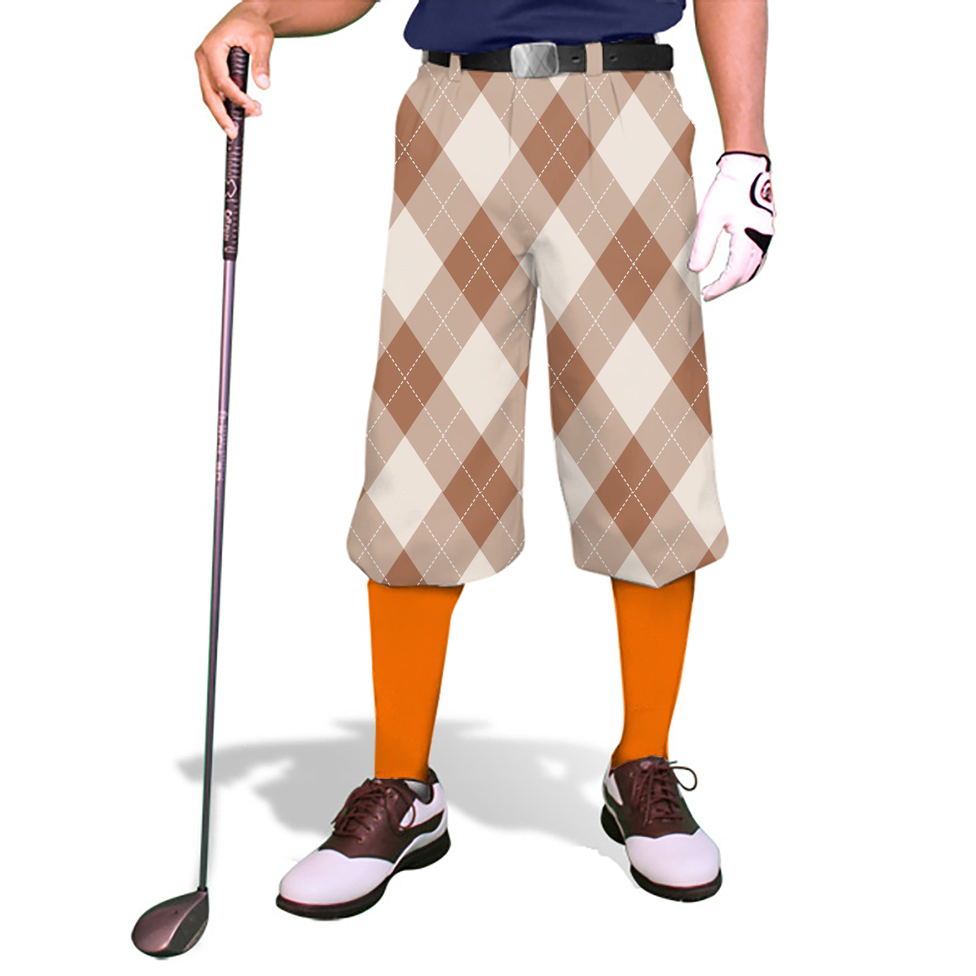 brown Argyle-Men's Golf Knickers Pants