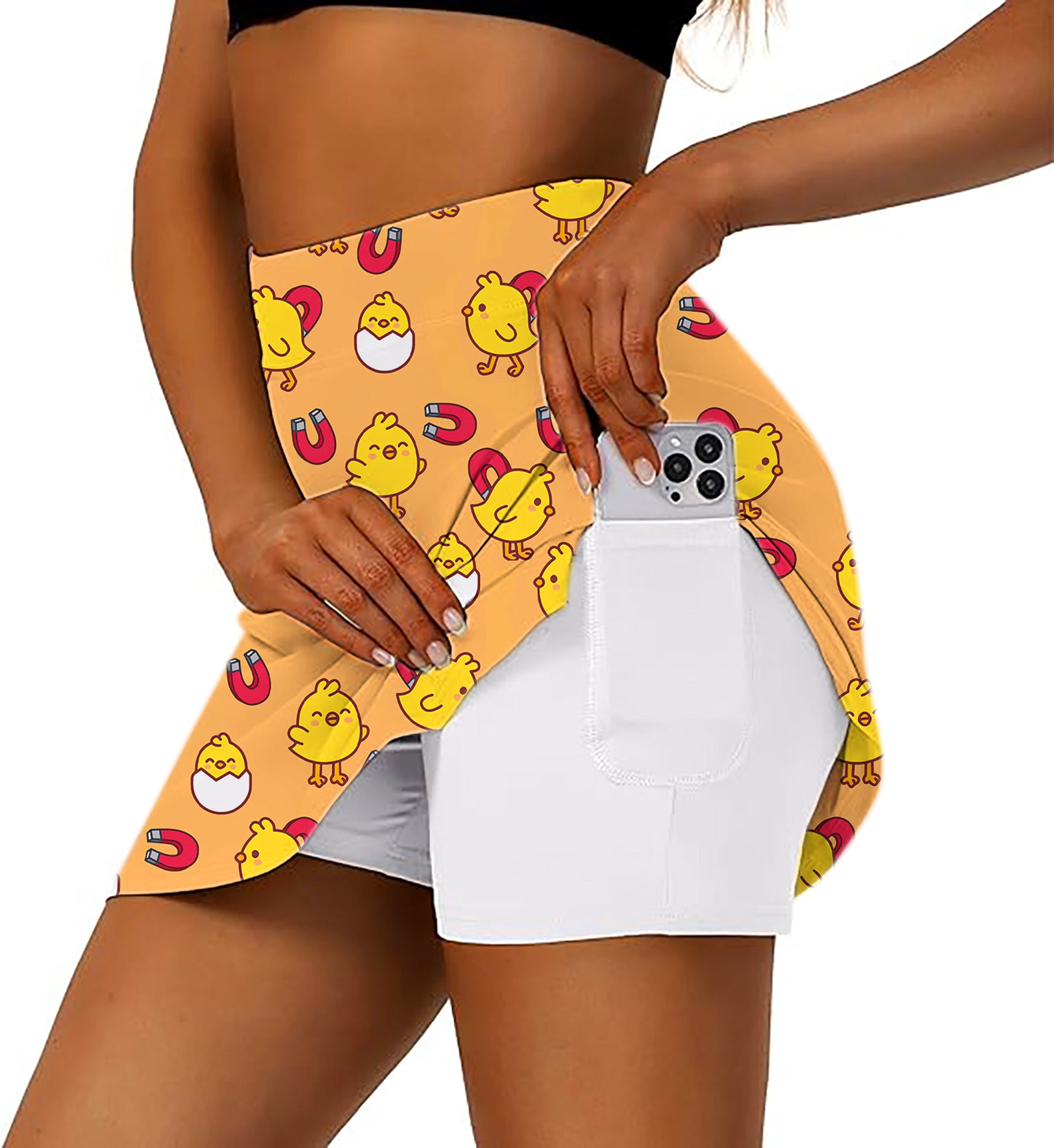 Women's Yellow chick Golf Skirts Inner Shorts Pocket