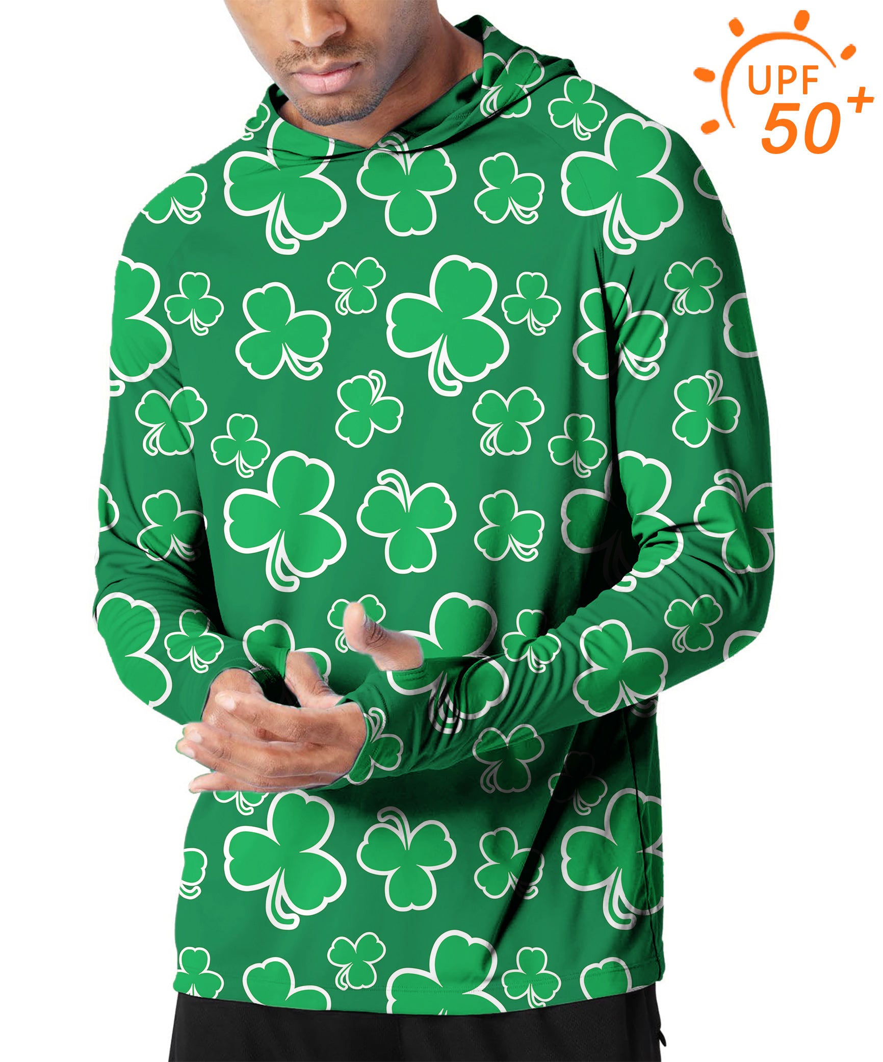 Men's Outdoor Leaf clover St. Patrick's Day Golf Sun Protection Slim Fit  hoodies
