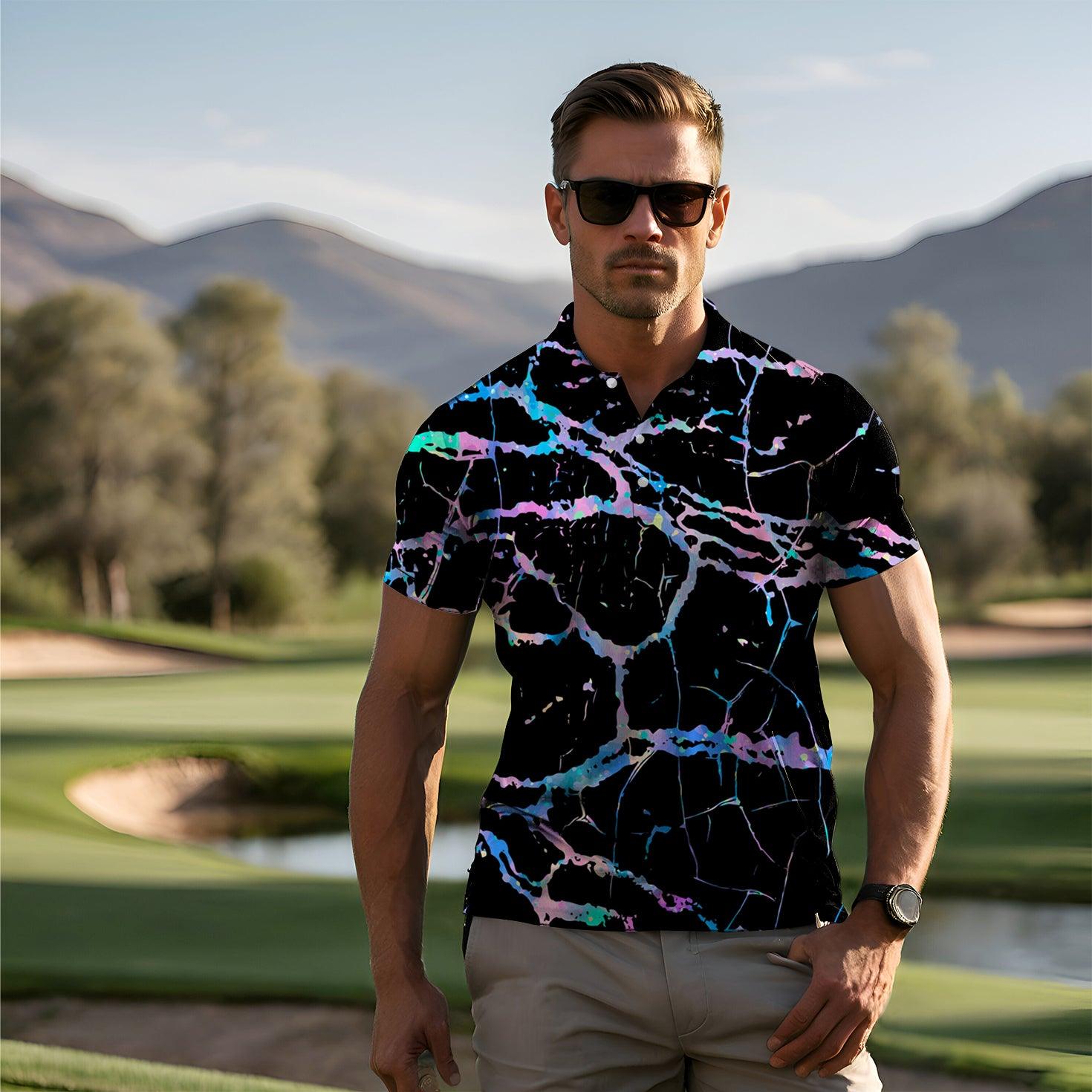 Men's Rainbow Lightning golf polo