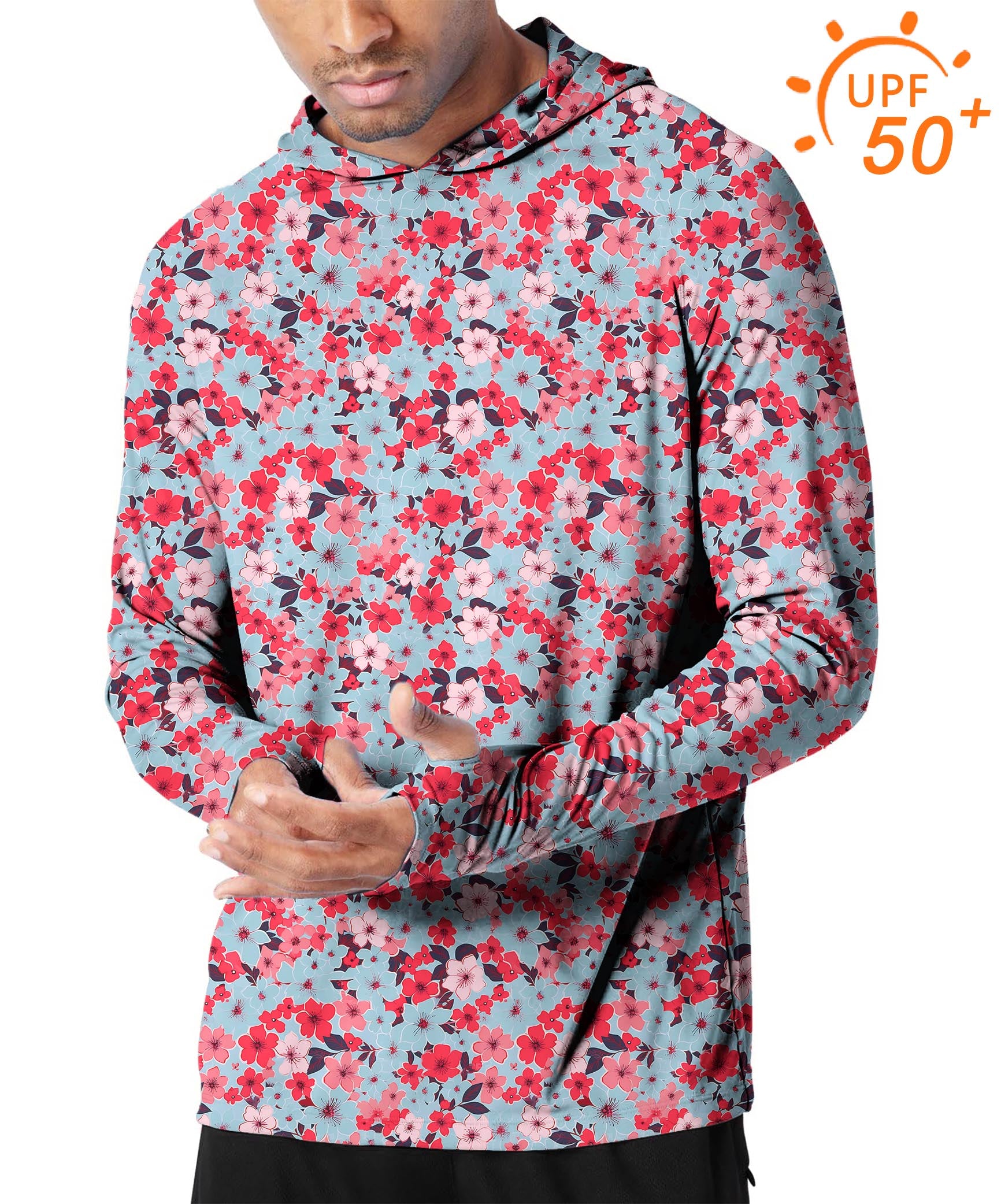 Men's Outdoor Tropical flowers Golf Sun Protection Slim Fit hoodies