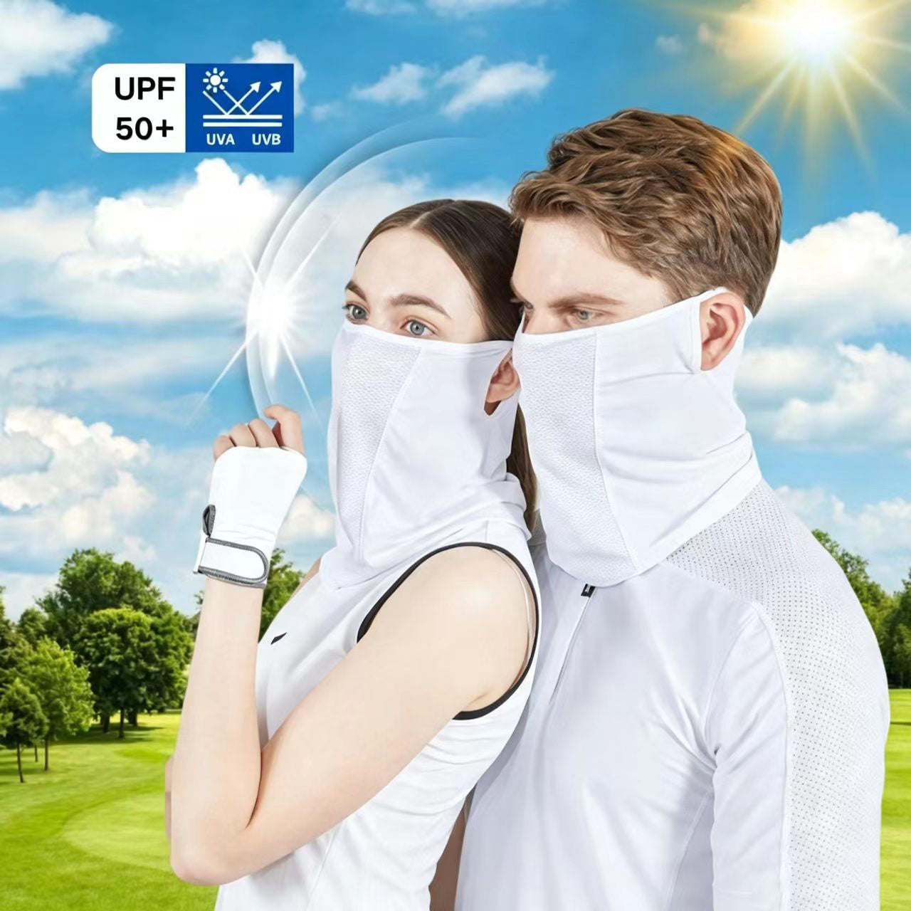 Cooling Nylon Yarn Sun Face Cover Mesh Breathable Anti-UV Neck Scarf for Golf Cycling Hiking Daily Outdoor Shading UV Outdoor Protection Series