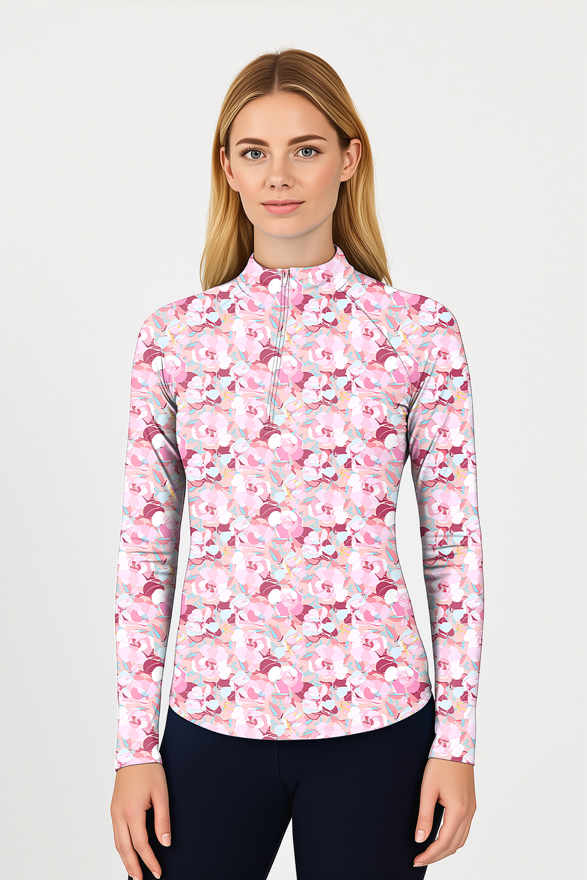 Summer Camo  Women's Golf Active 3/4 Zip Top