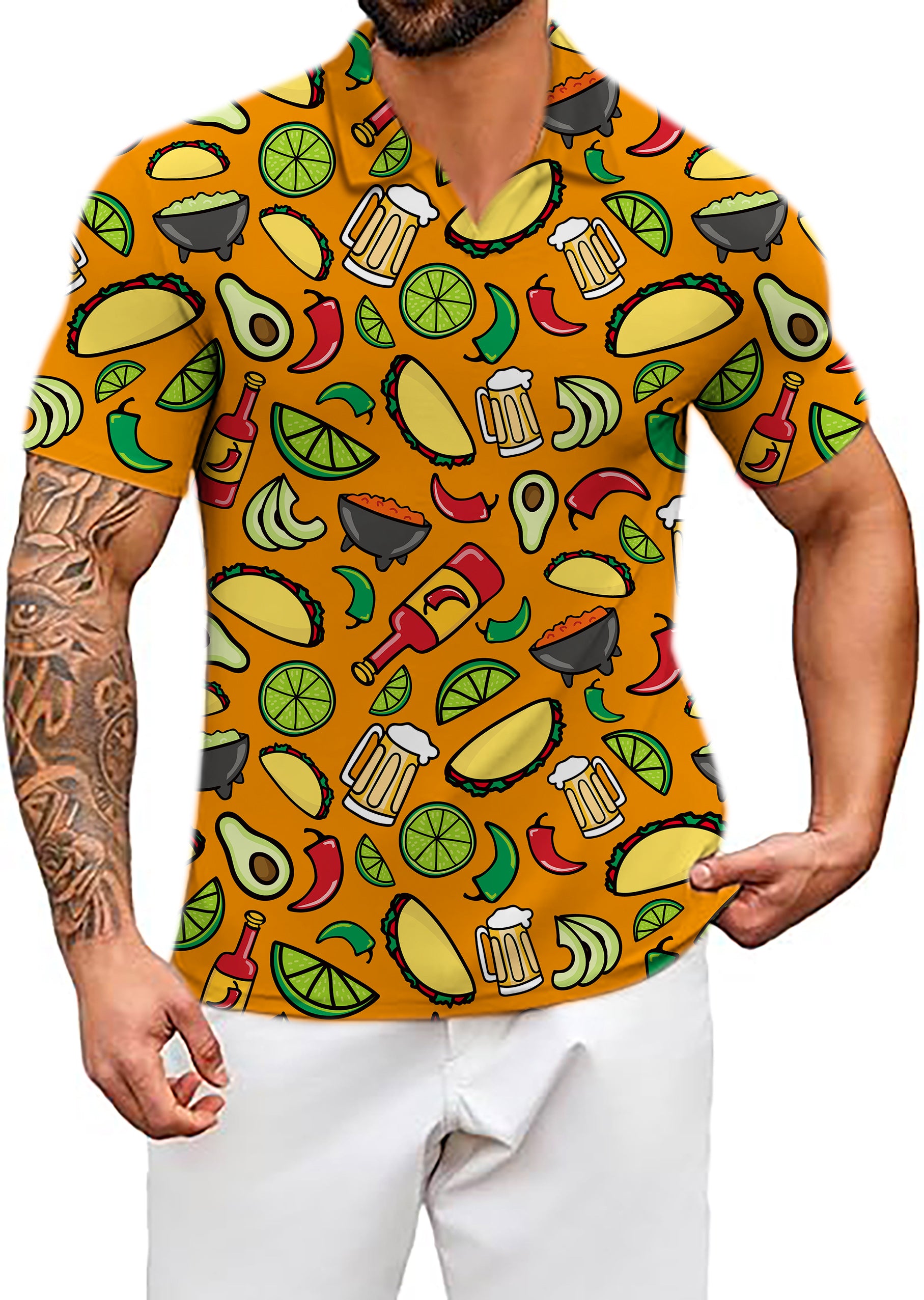 Men's Mexico Taco Tuesday V Neck Golf Polo Shirts