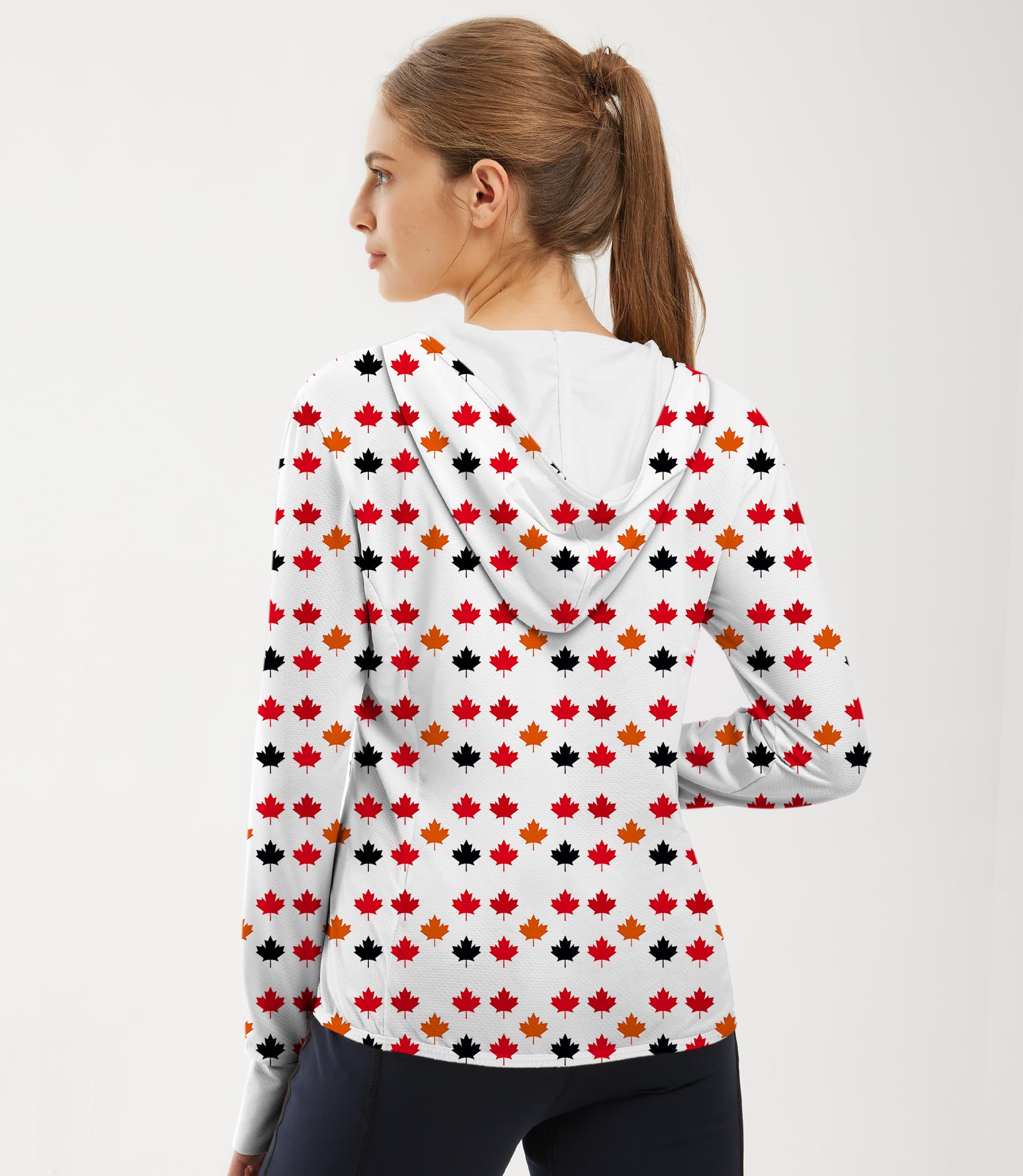 Women's Outdoor Canada Four Color Maple Leaves Golf Sun Protection Slim Fit zip hoodies
