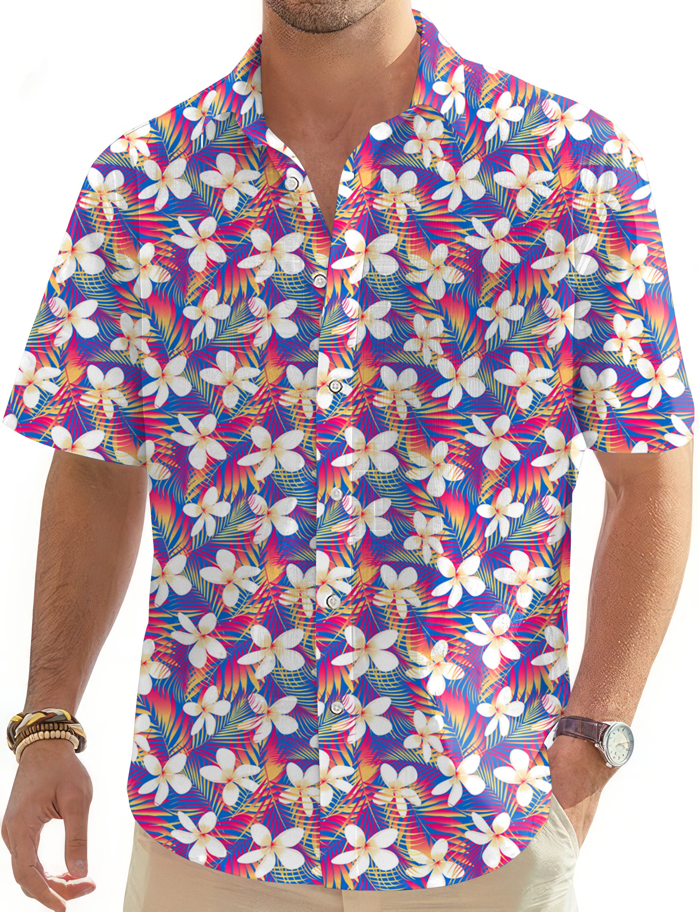 Rainbow Tropics-Men's Golf Hawaiian Shirts Button Down Shirt