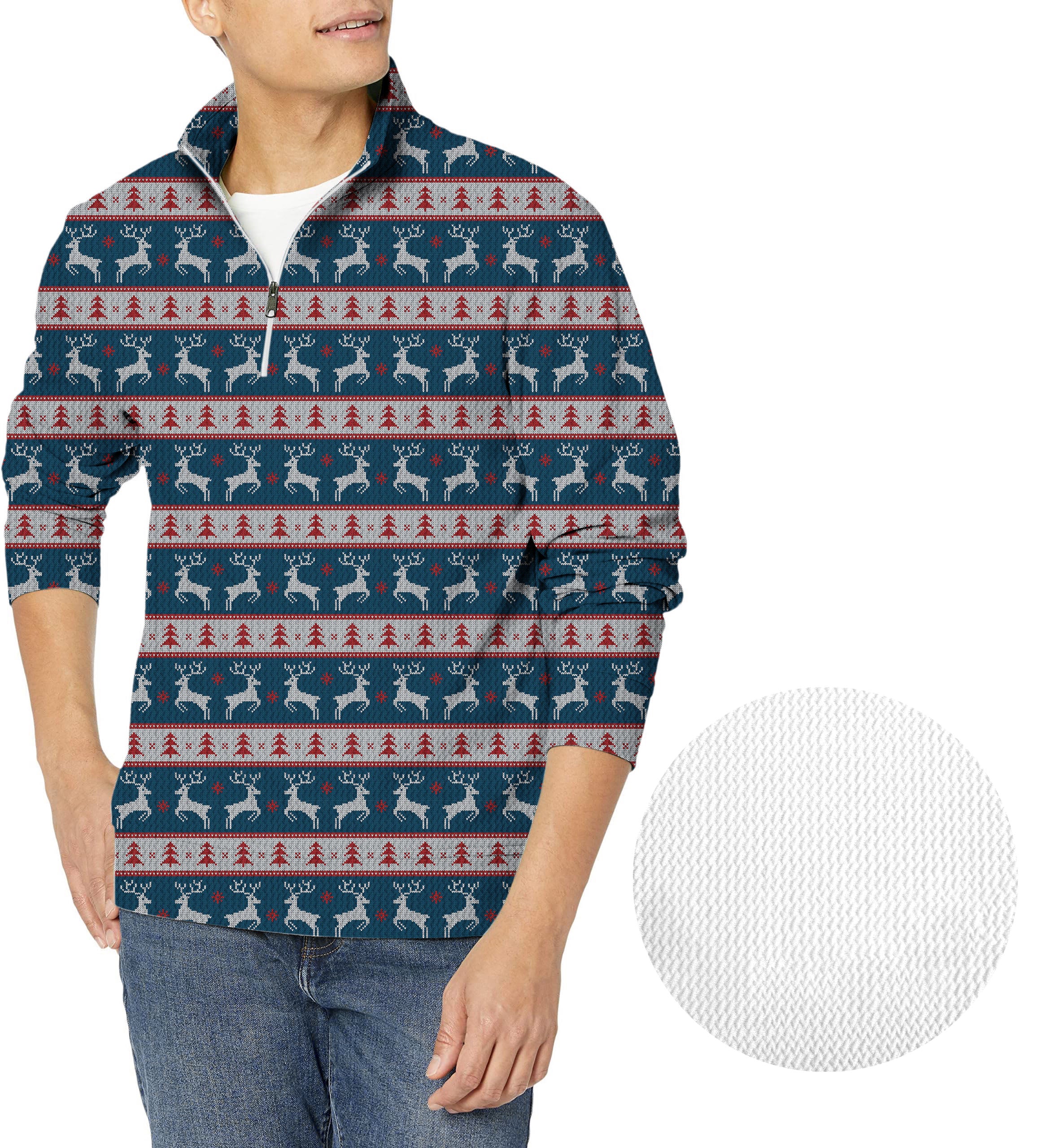 Christmas Sweater-Men's Golf Waffle Zipper Pullover