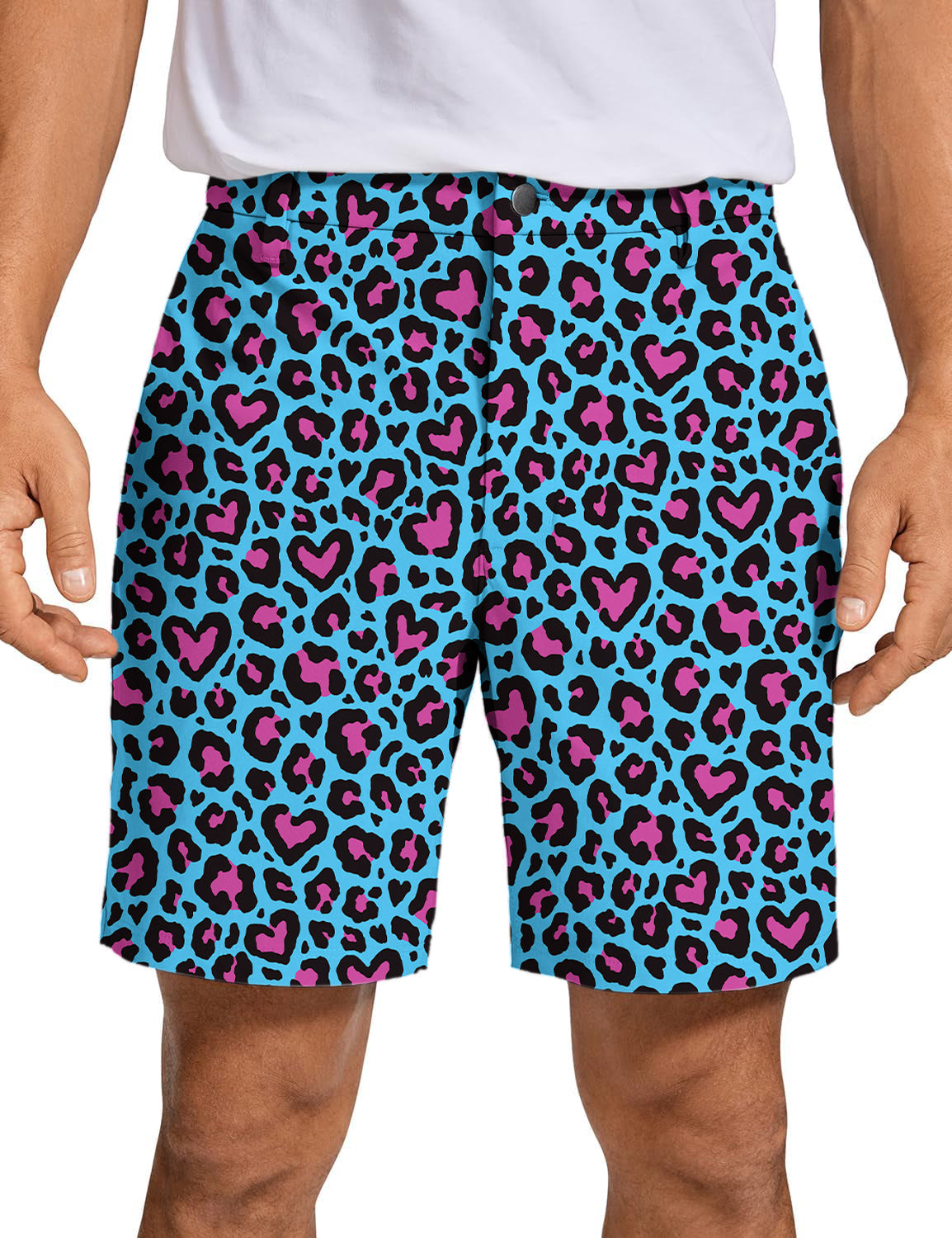 Men's Pink leopard print Golf Shorts