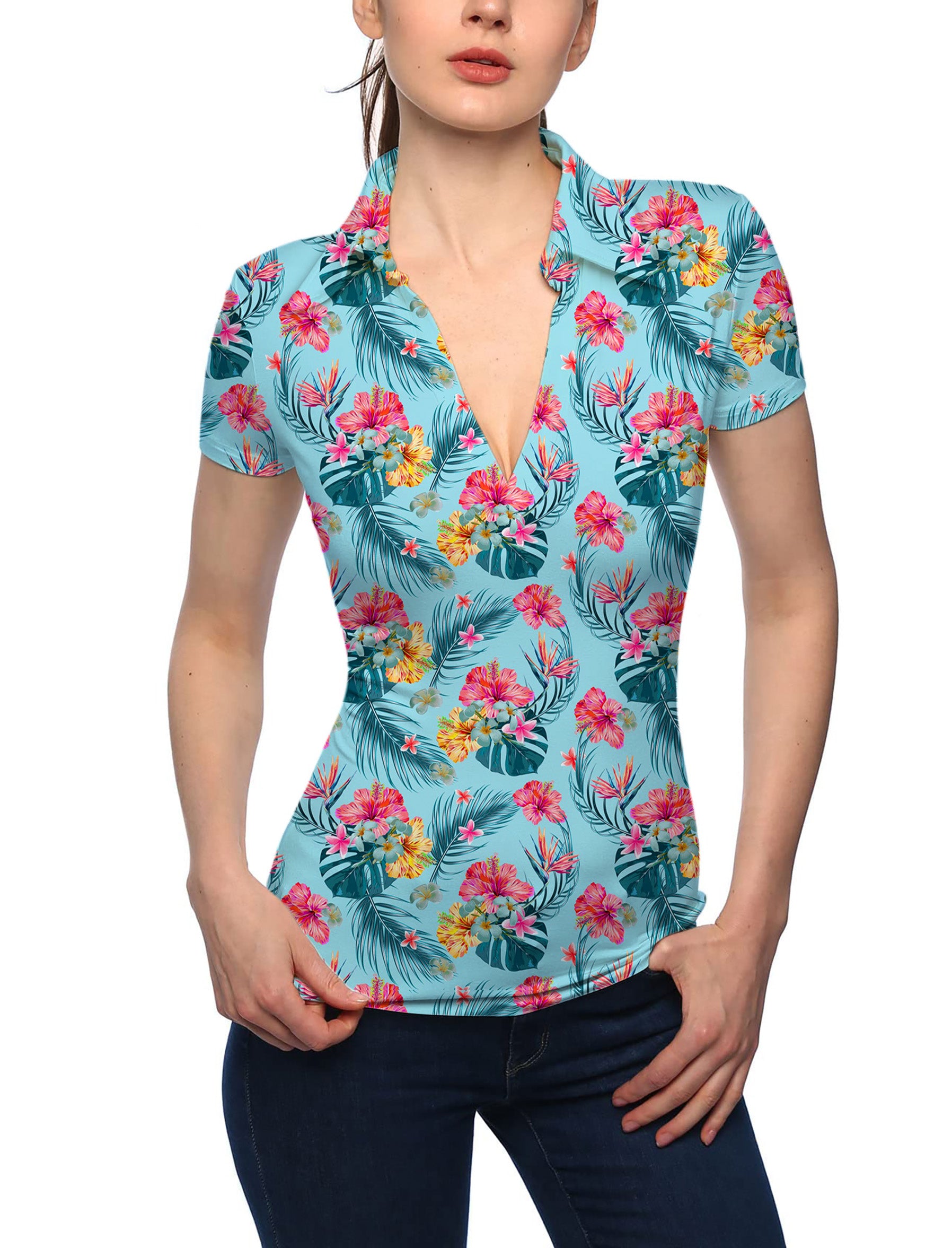 Women's Tropics V Neck Golf Polo