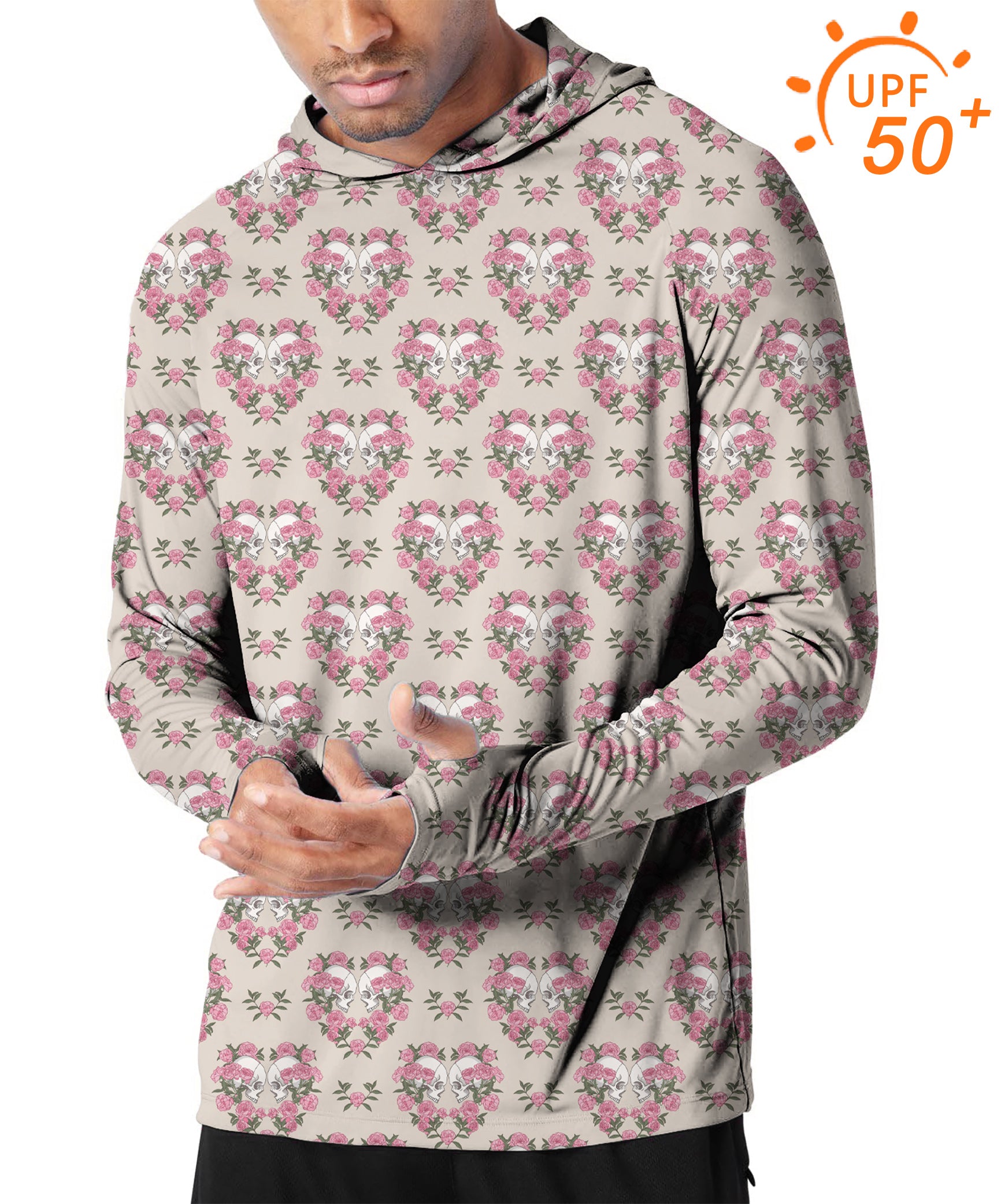 Men's Outdoor Halloween Skull Rose Golf Sun Protection Loose Fit  hoodies