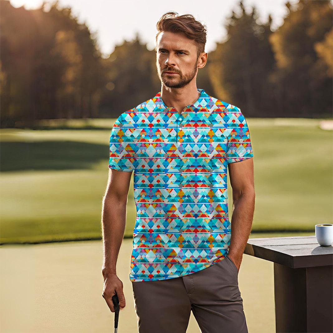 Men's Geometric lattice golf polo