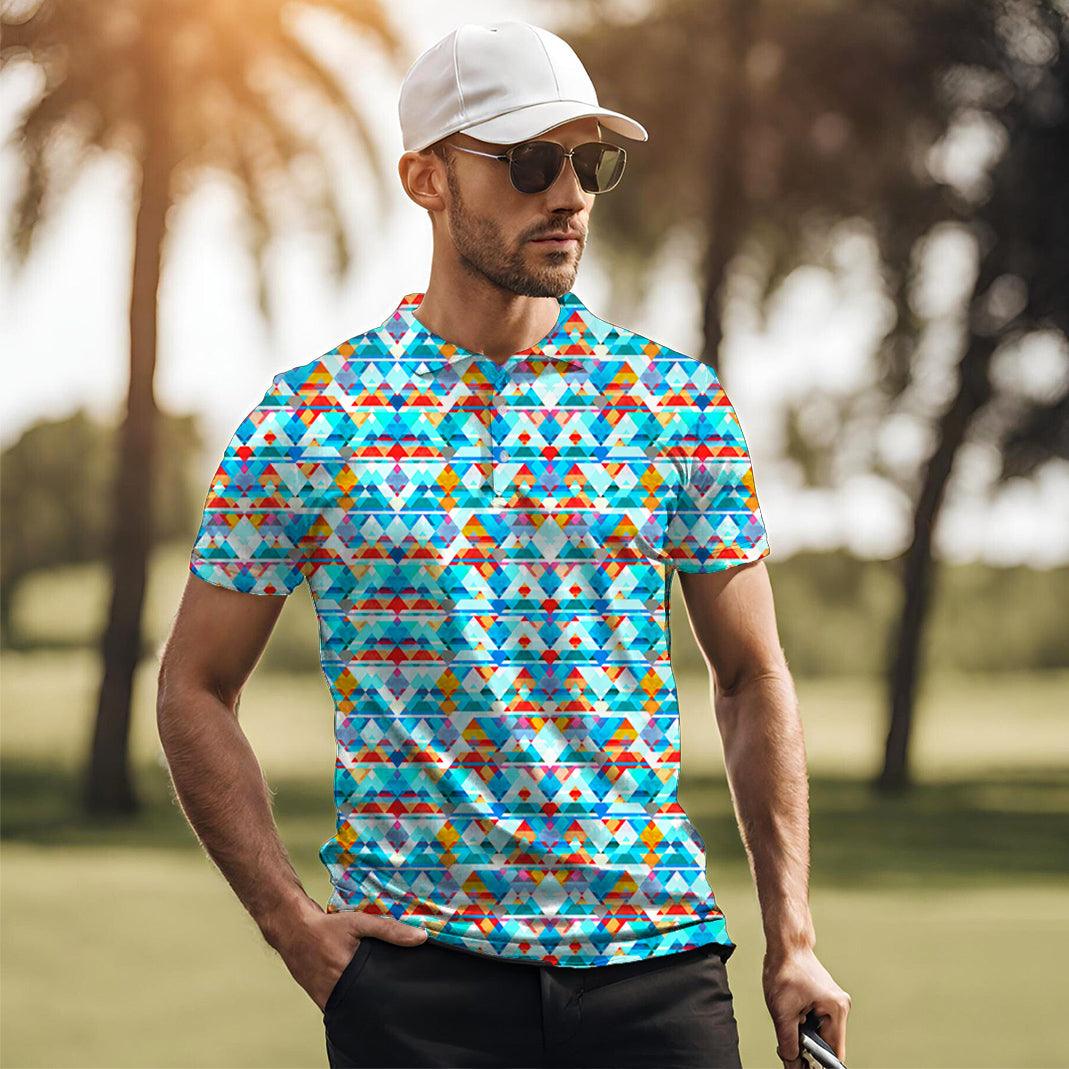 Men's Geometric lattice golf polo