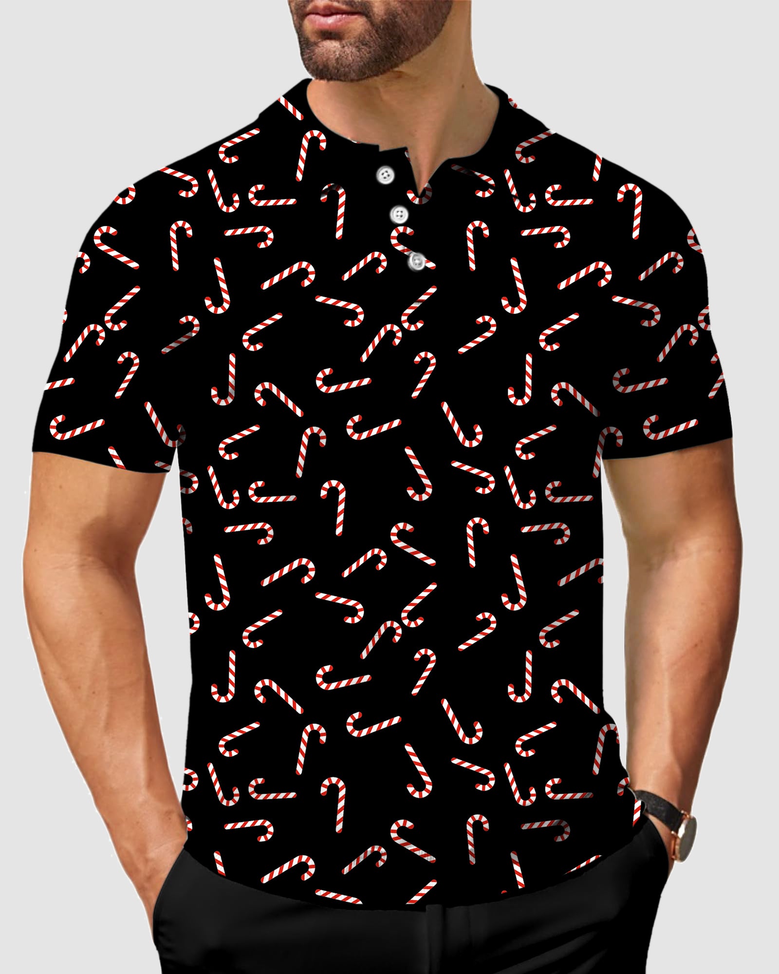 Men's Candy Cane golf polo