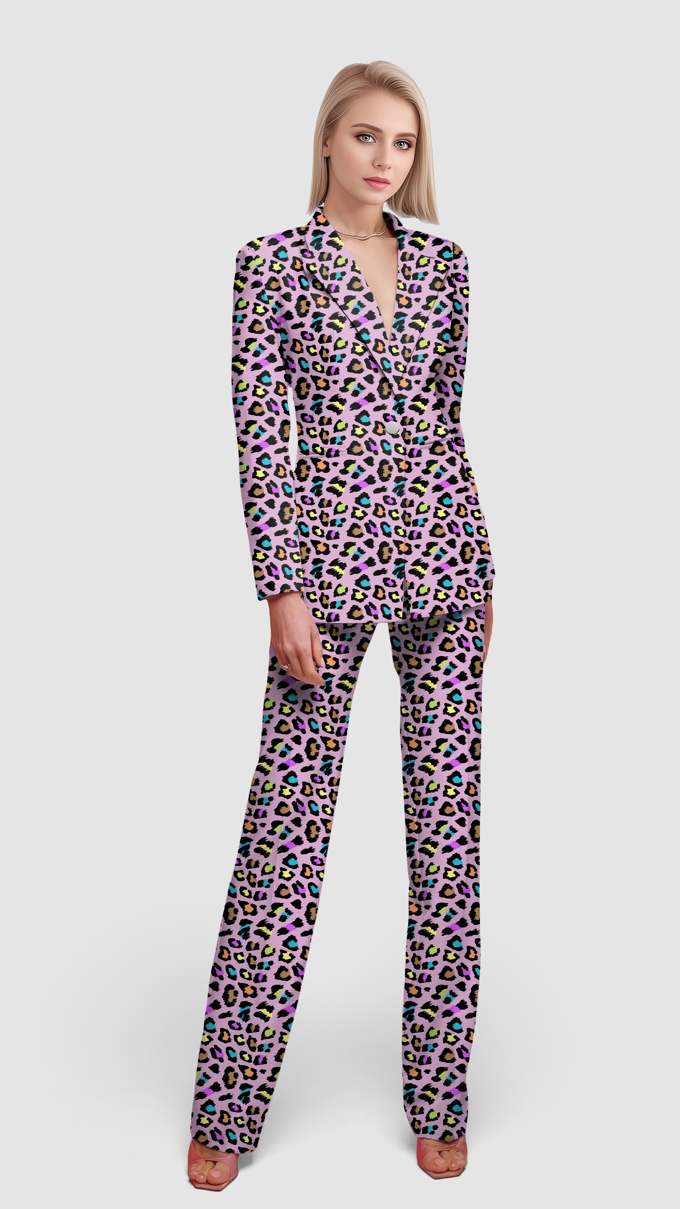 Leopards of color-Women's Blazer Casual Work Office Blazer Suit set
