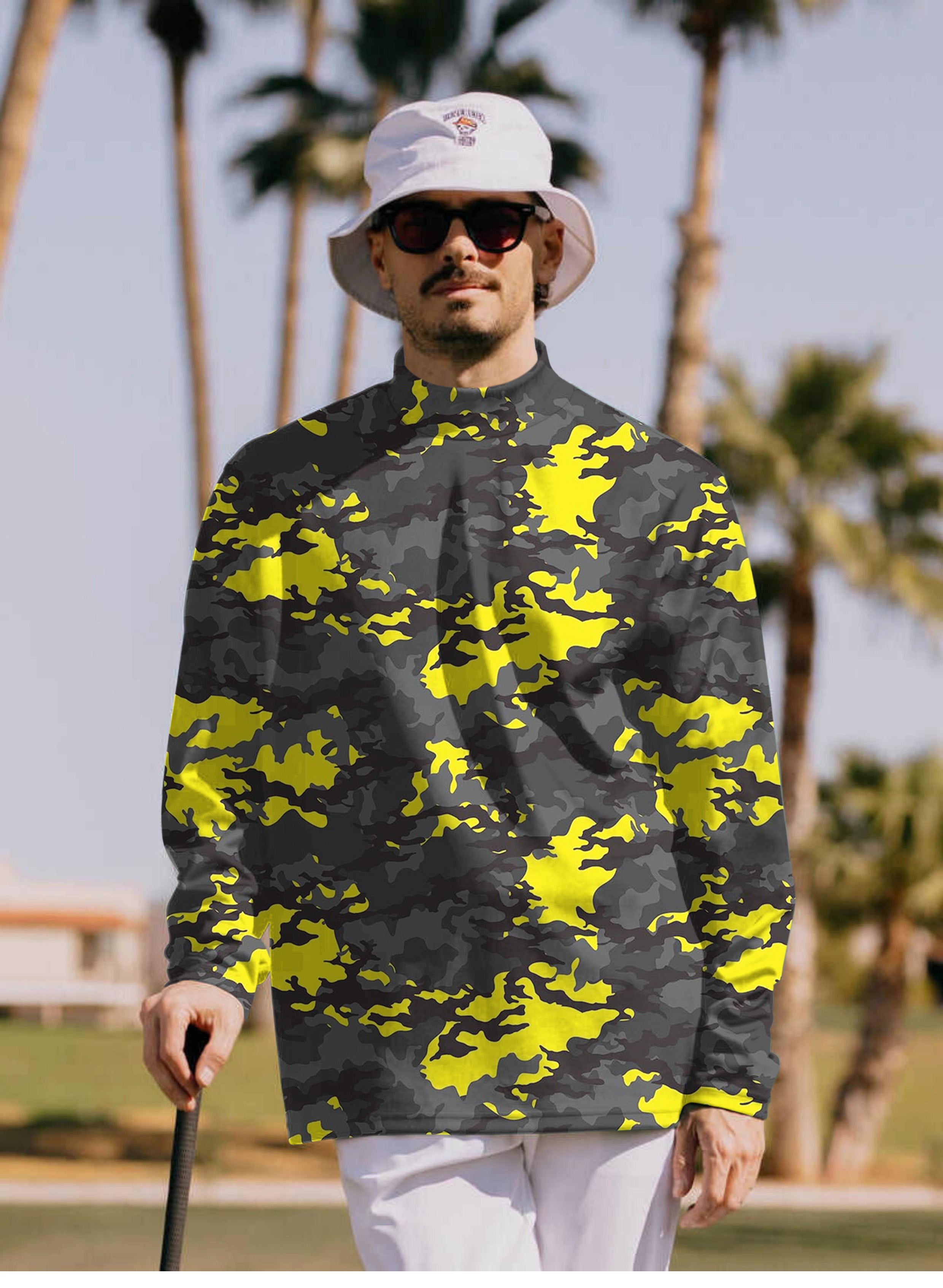 Men's Camouflage Pullover High neck Long/Short sleeve T-Shirt