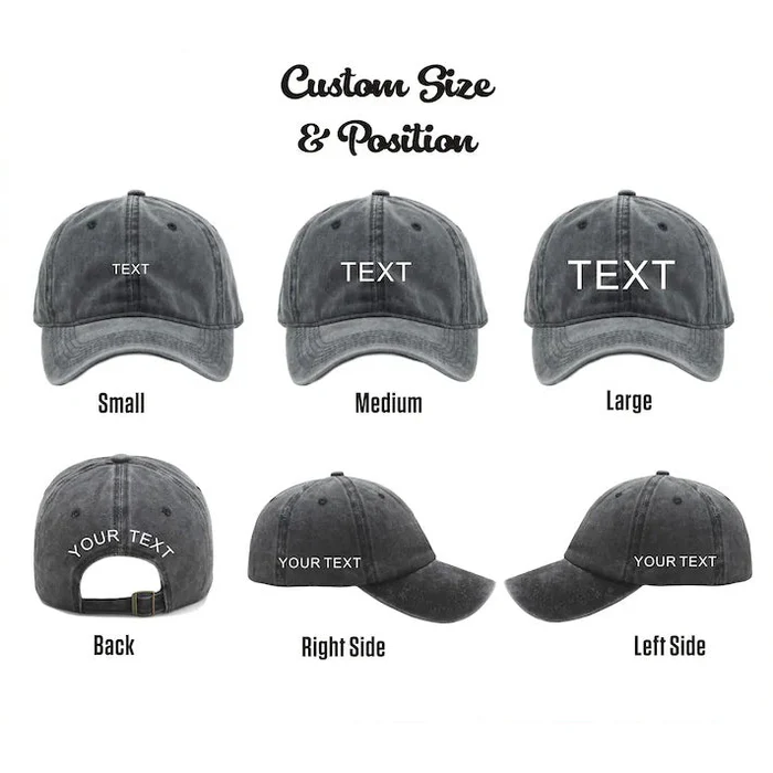 Personalized Text Embroidered Vintage Name Hats