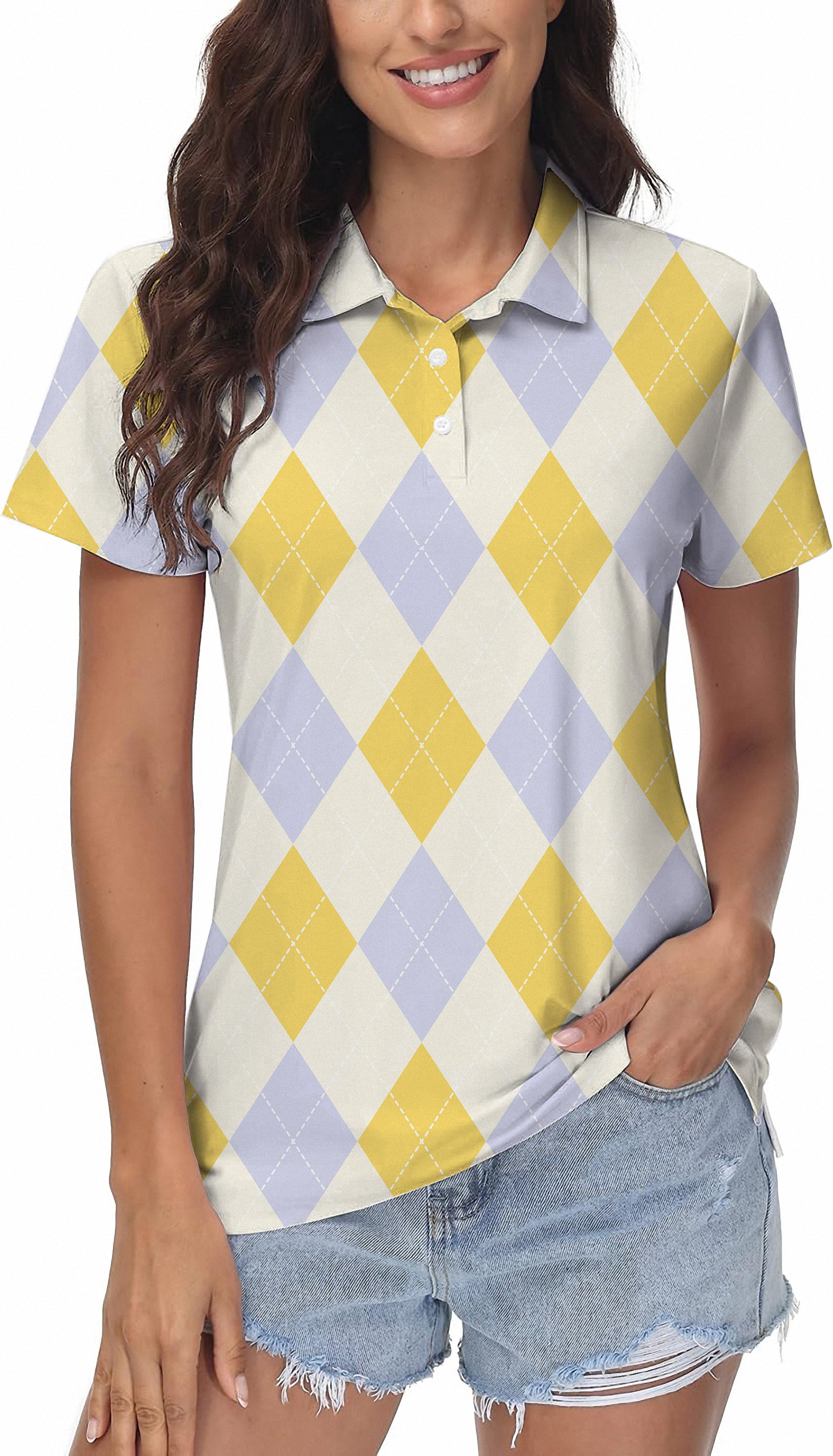 Yollow Argyle Women's Golf Polo