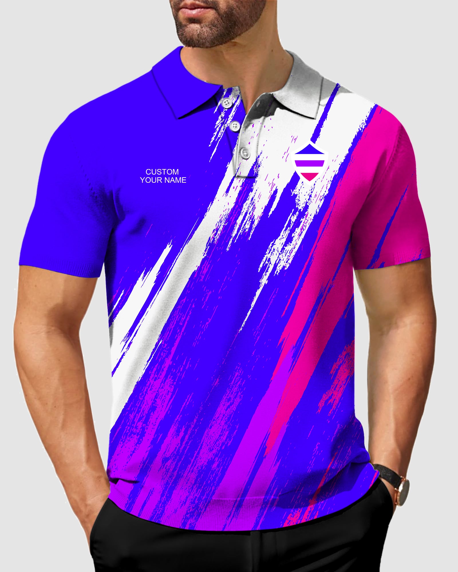 Men's blue purple pink sport Team Golf Polo