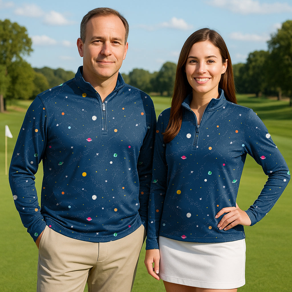 Space Couple Golf Active 3/4 Zipper Top Long Sleeves