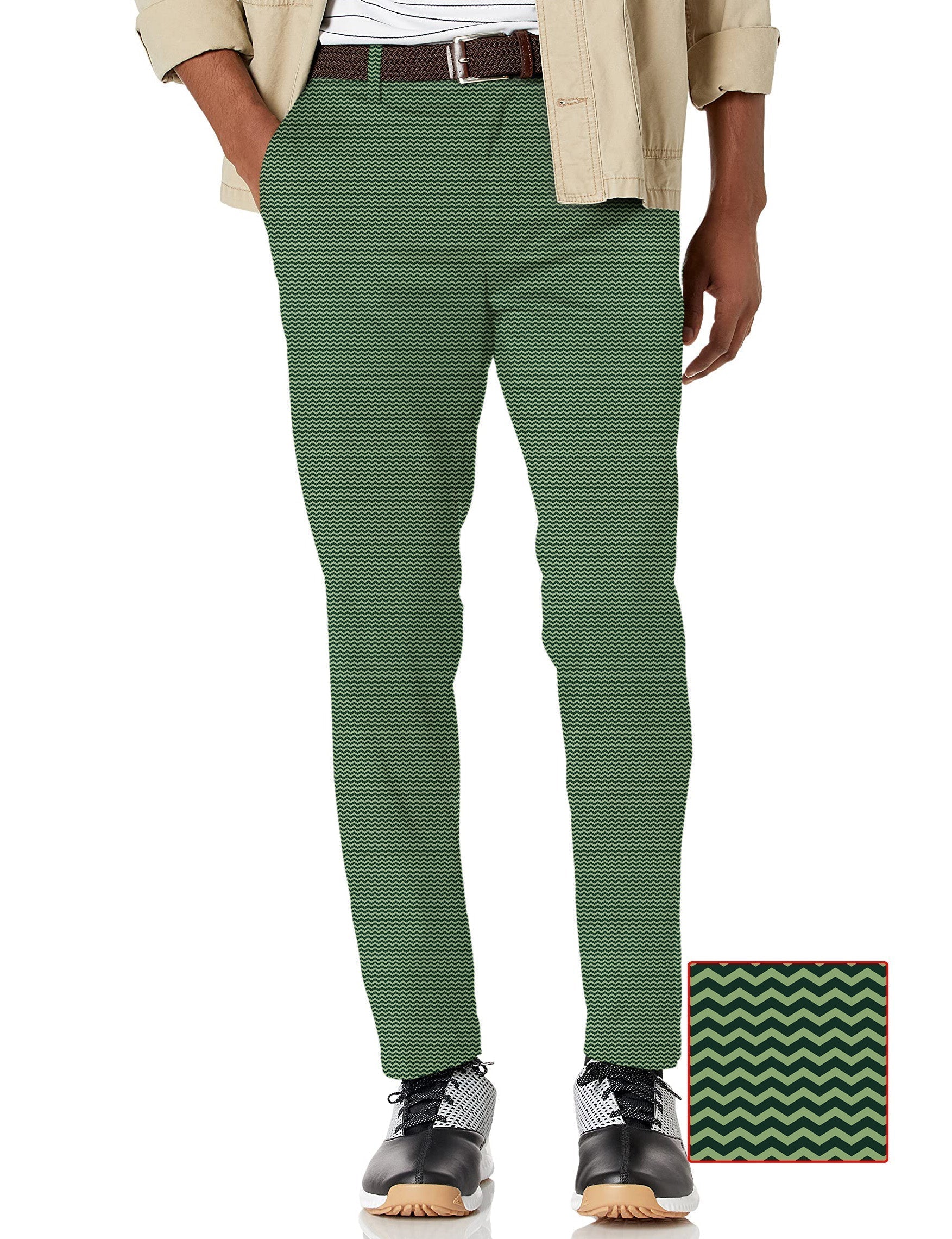 Men's Green Waves Stretch Golf Pants with moisture-wicking, wrinkle-resistant fabric and active waistband design