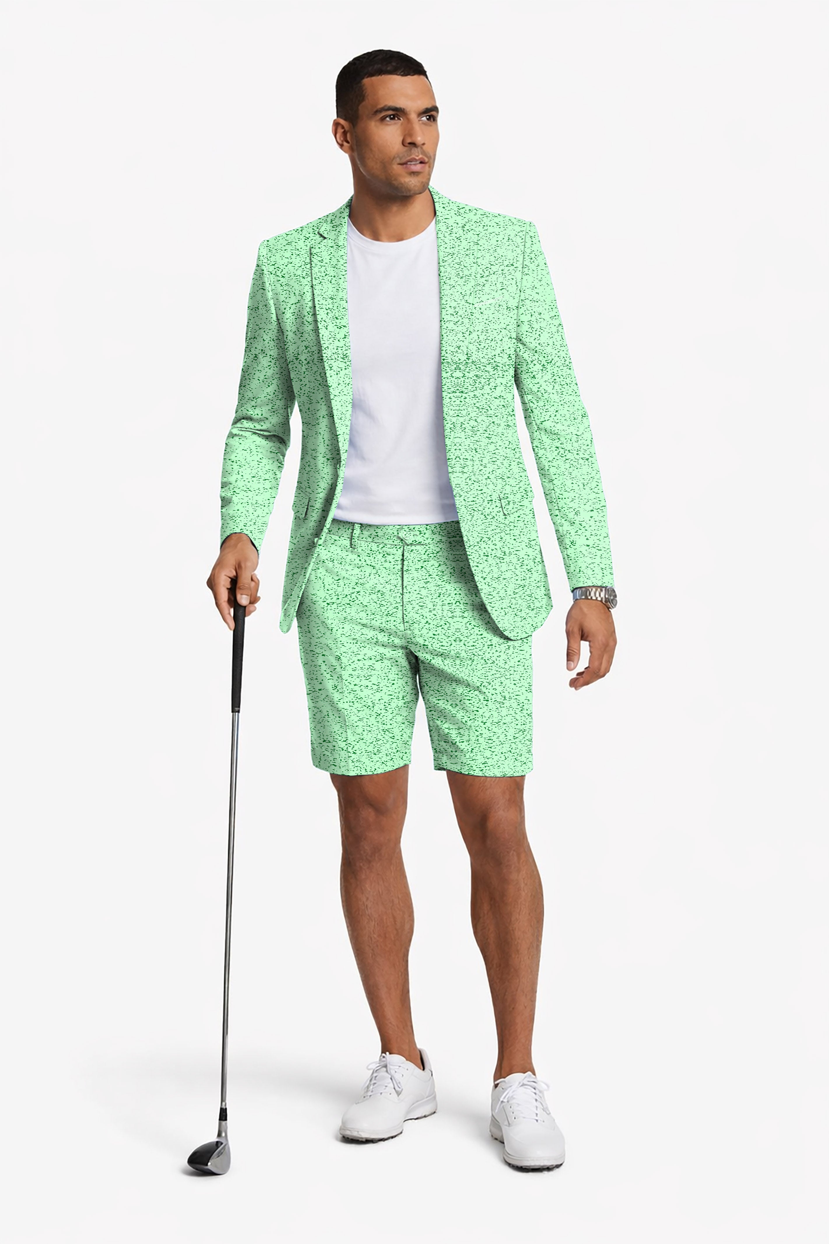 Graffiti Greens Men's Party Costumes-Theme Party 2pcs Suit set-Blazer Shorts