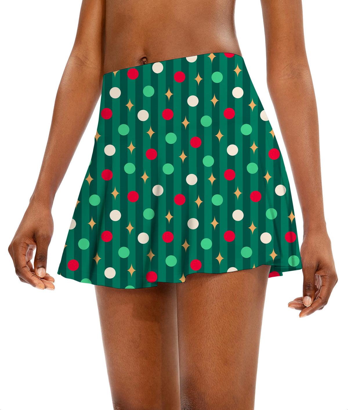 Green Christmas Lollipops Women's Athletic Golf Skorts Flared Skirts