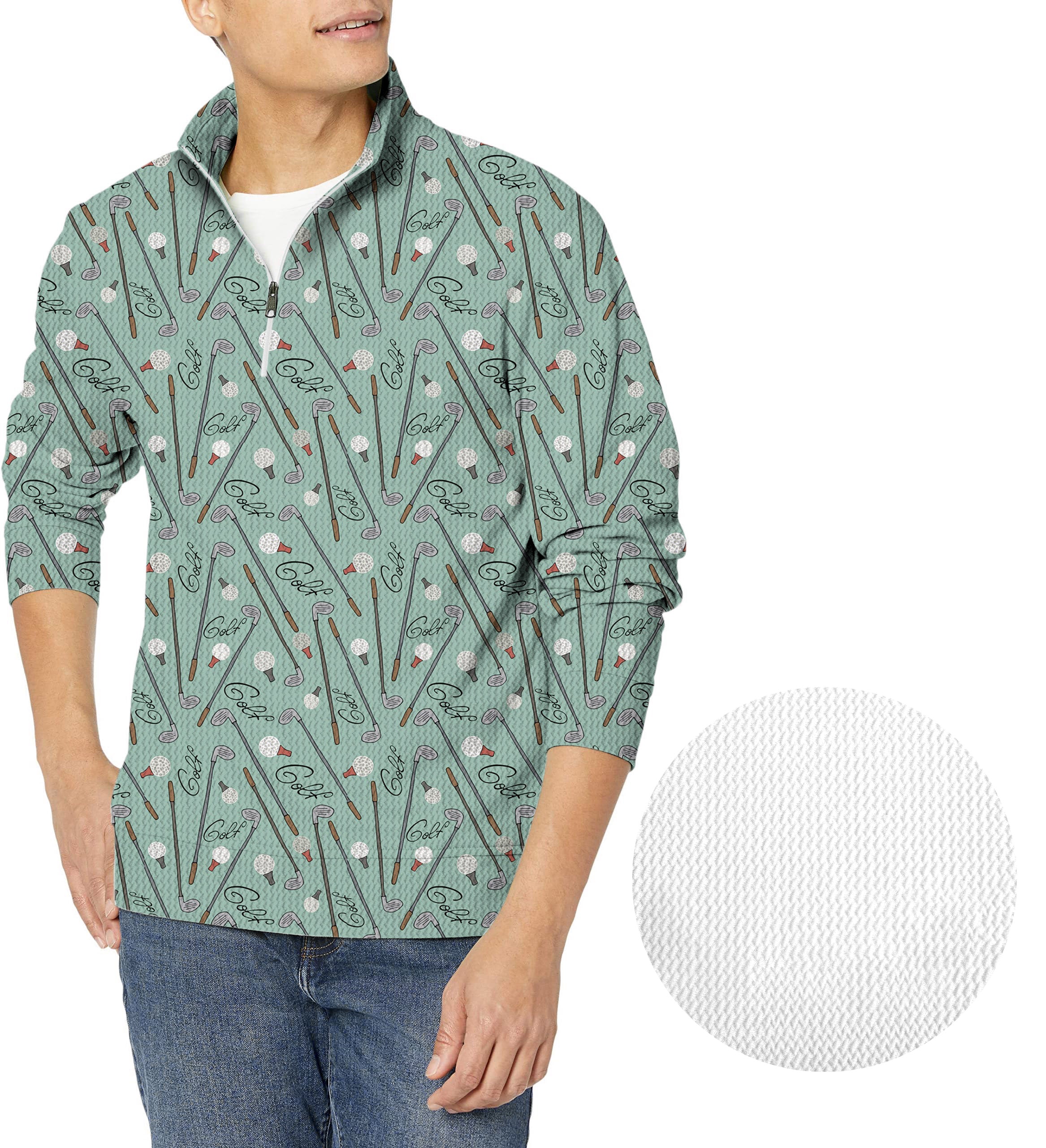 Clubs and Balls-Men's Golf Waffle Zipper Pullover