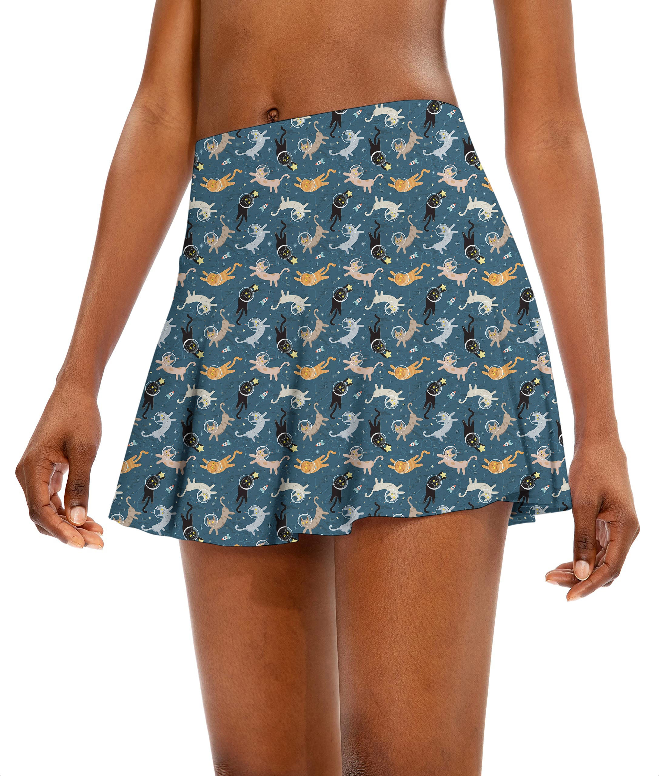 Space Cats Women's Athletic Golf Skorts Flared Skirts