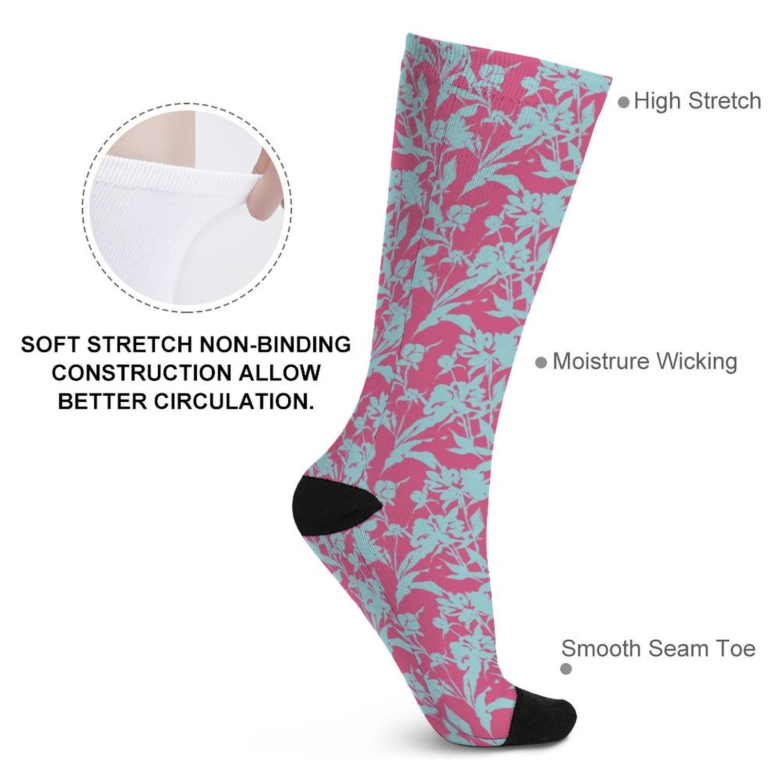 Blue Botanical Prined socks Gifts for Men Women