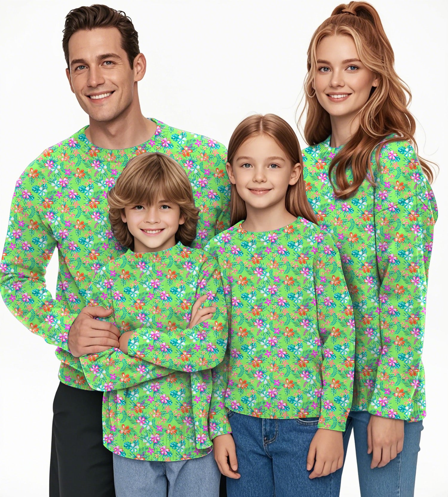 Vibrant Blossom Crewneck Pullover Ugly Sweater Men Women boy girl family