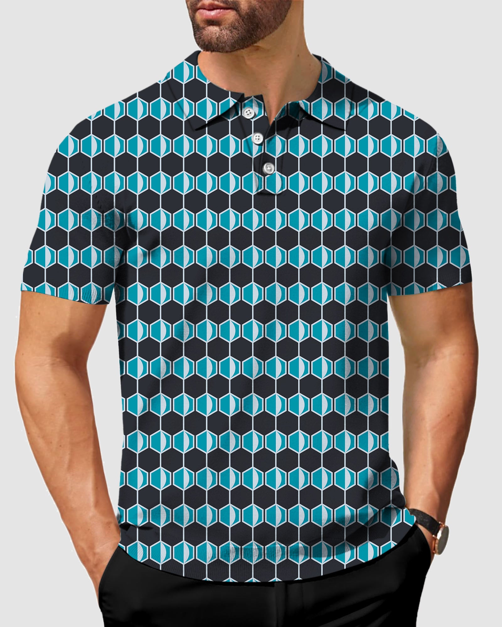 Men's navy blue Hexagon Golf Polo limited edition