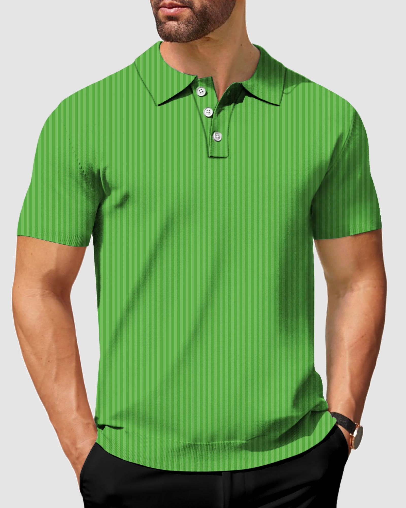 Men's green Stripe golf polo