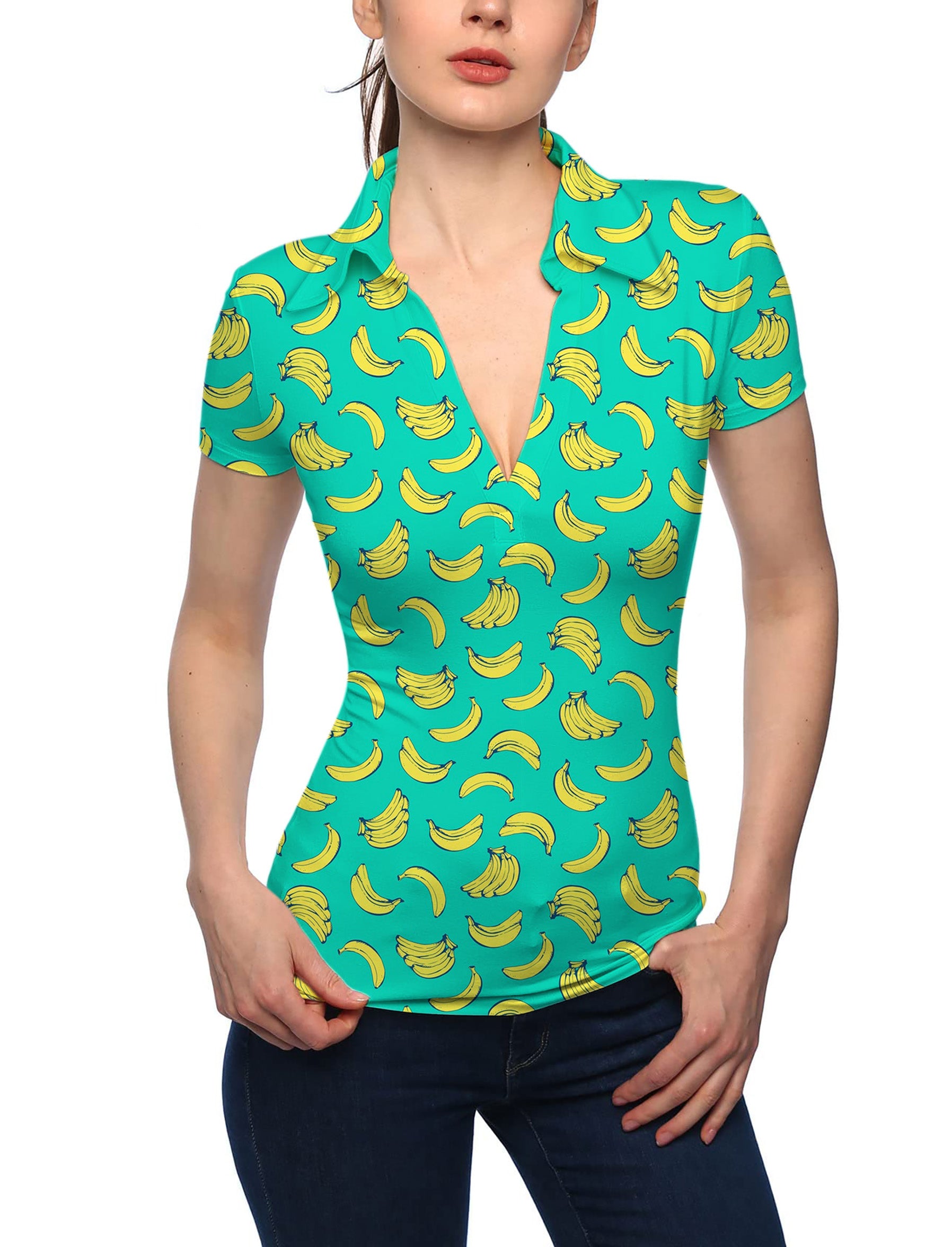 Women's Banana Summer V Neck Golf Polo