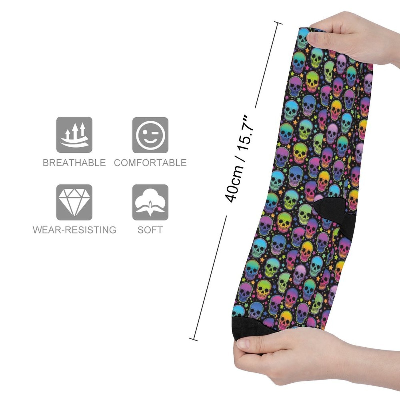 Neon Skulls Prined socks Gifts for Men Women
