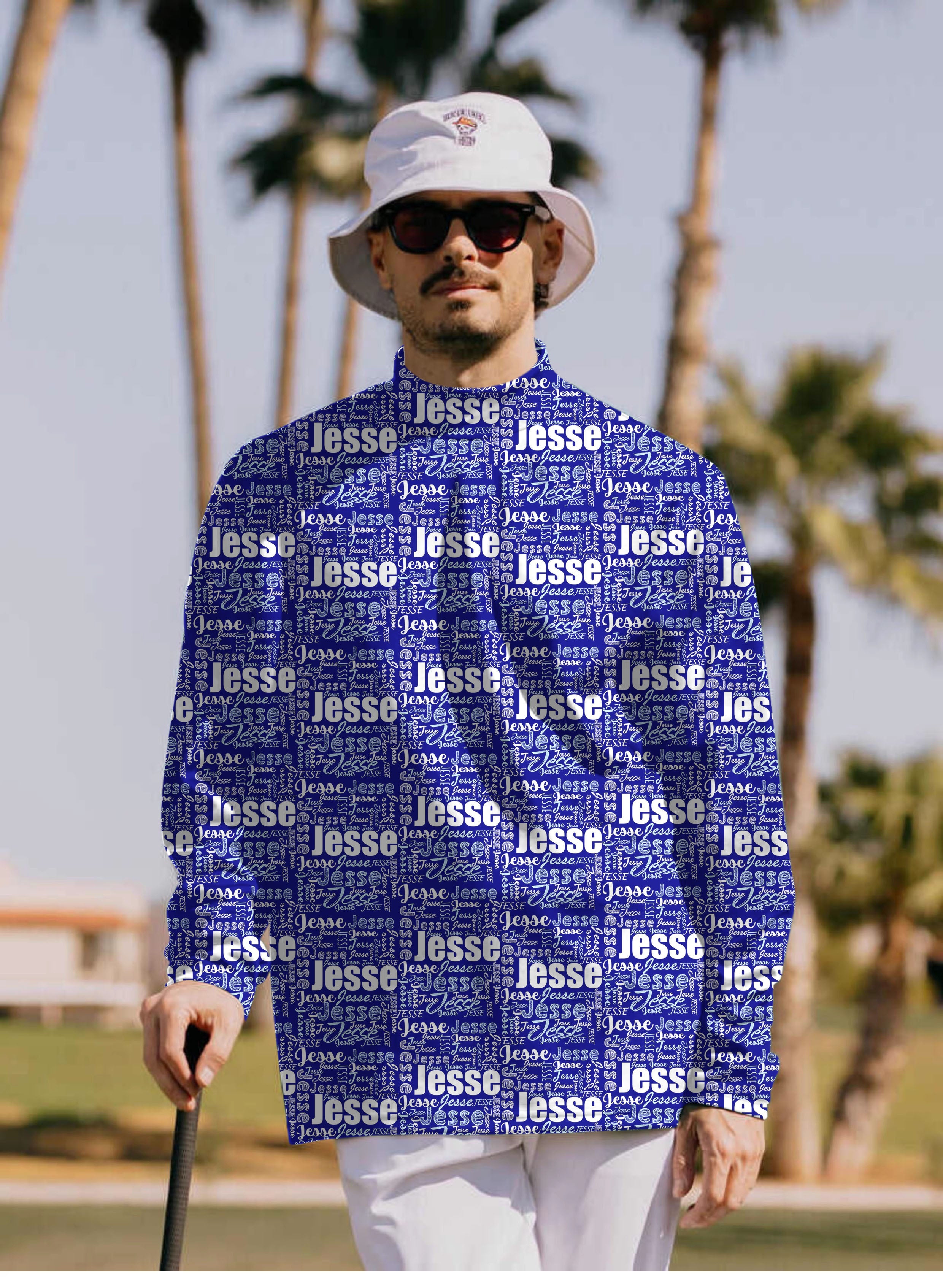 Men's Custom name royal Pullover High neck Long/Short sleeve T-Shirt